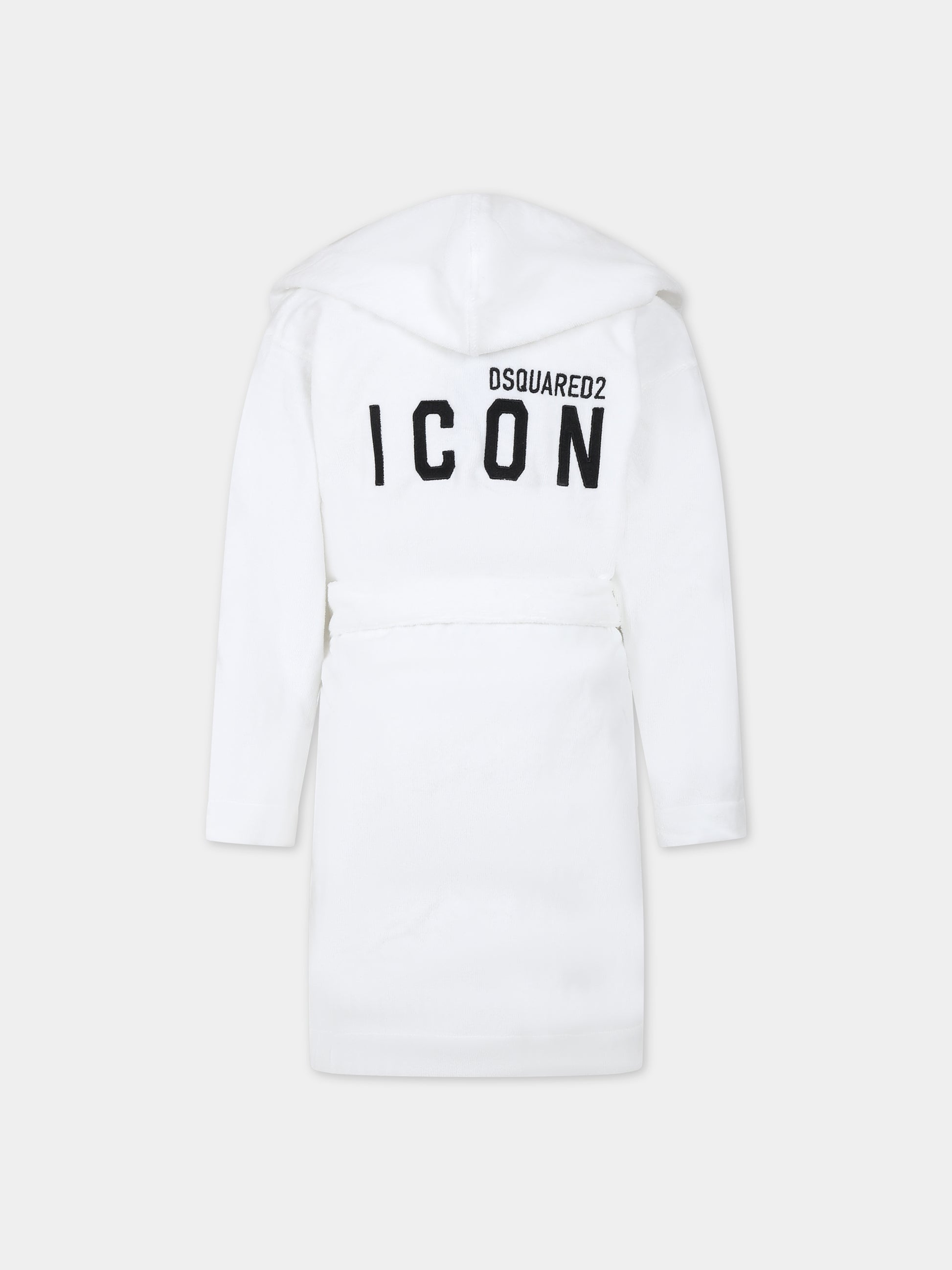 Accappatoio bianco per bambino con logo,Dsquared2,DQ0641 D008K DQ100