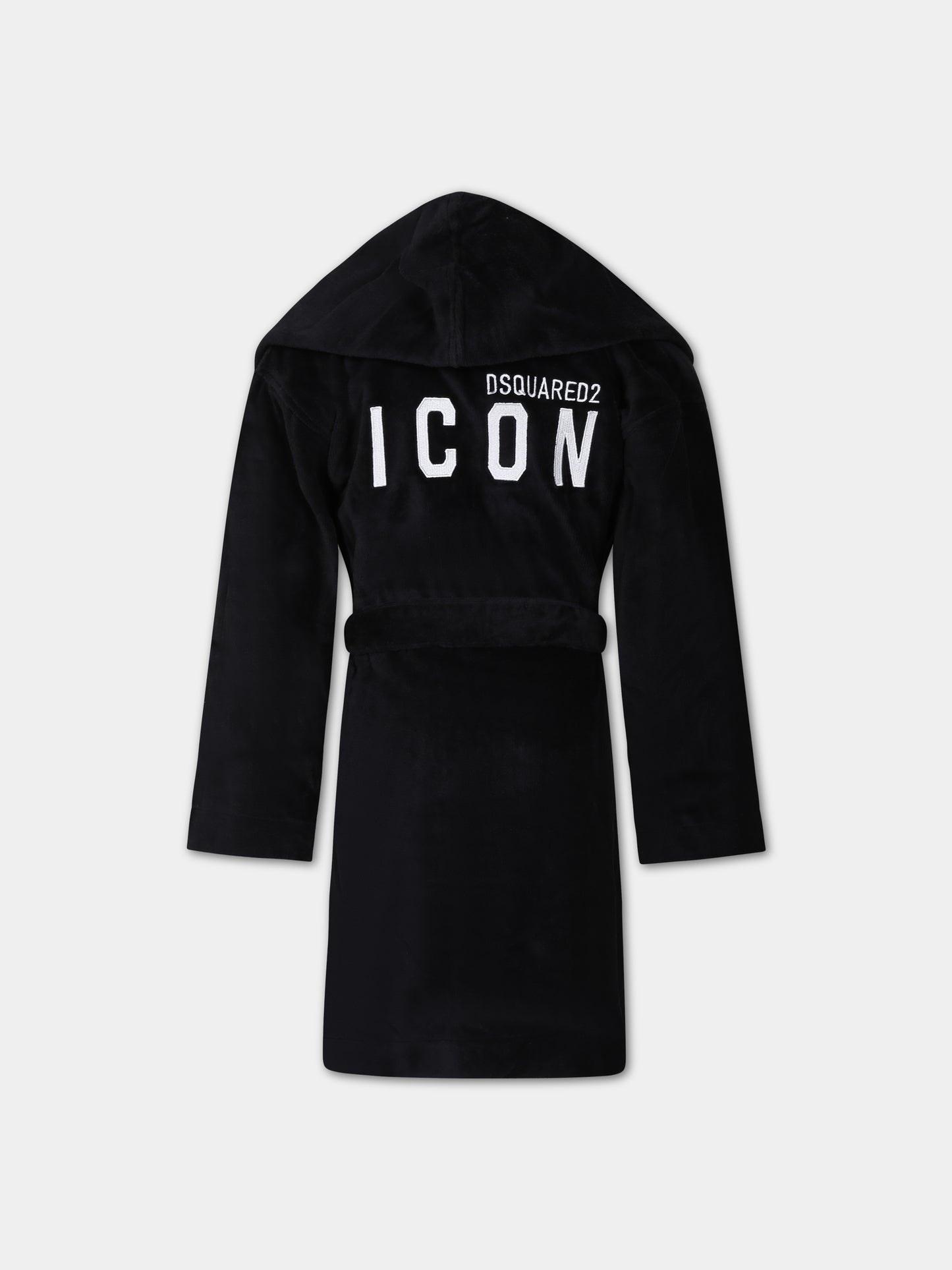Accappatoio nero per bambino con logo,Dsquared2,DQ0641 D008K DQ900