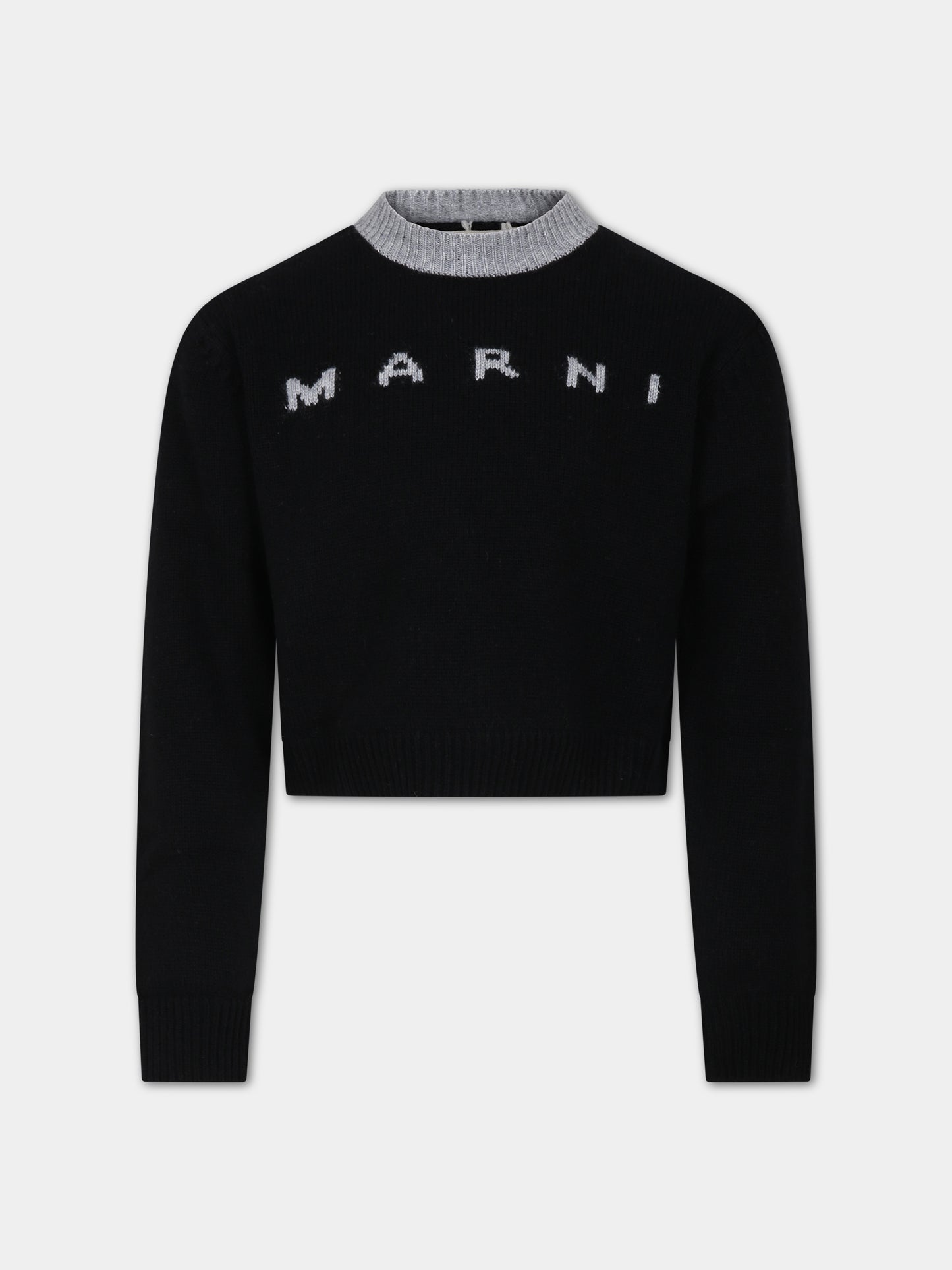 Maglione nero per bambina con logo,Marni Kids,M00623 M00ML 0M900