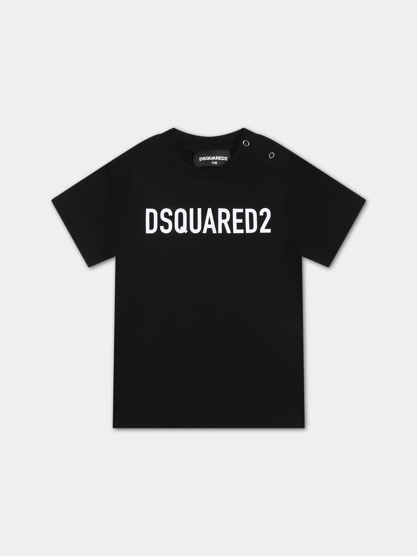 T-shirt nera per neonato con logo,Dsquared2,DQ1293 D00MM DQ900