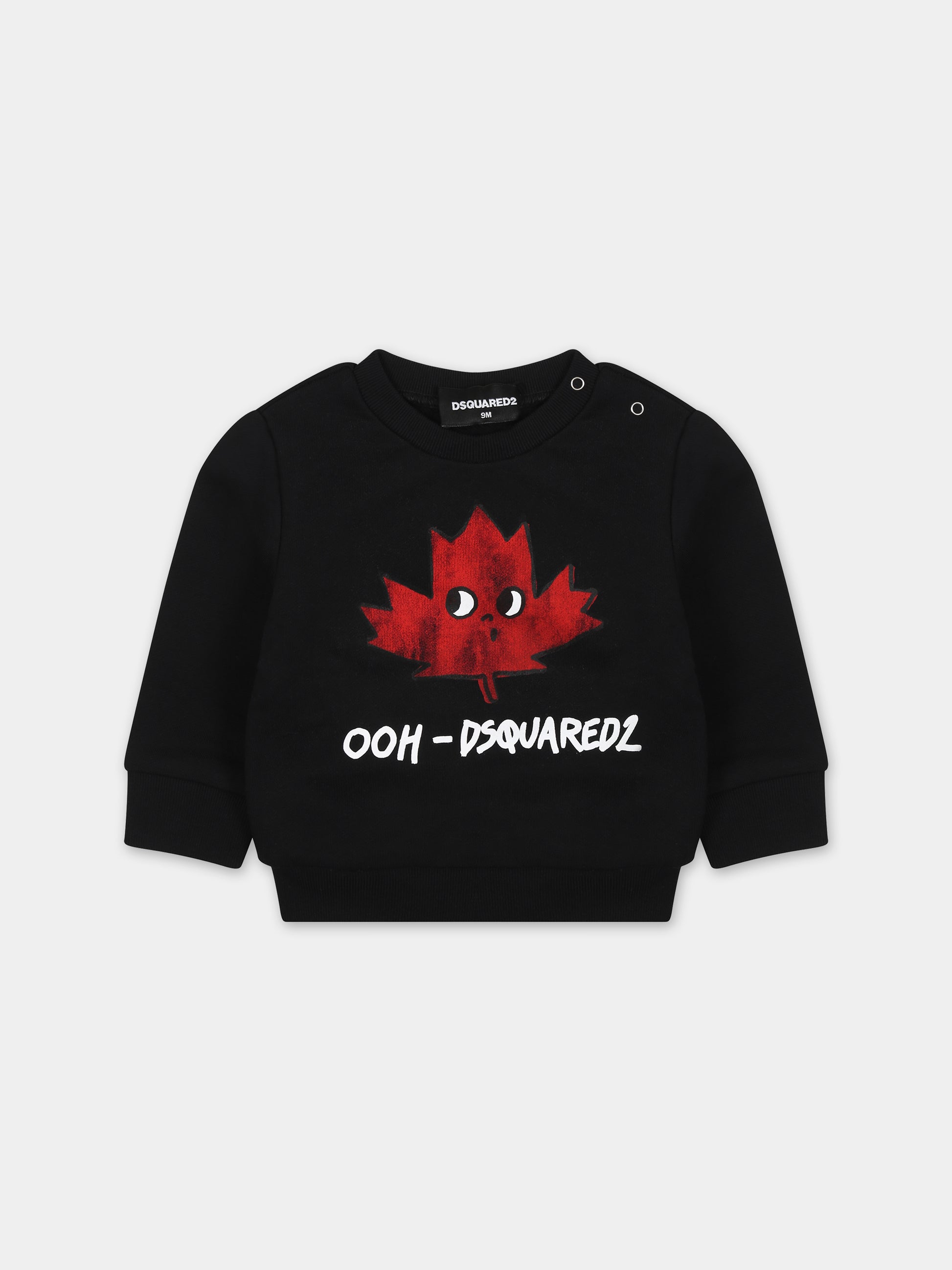 Felpa nera per neonato con logo,Dsquared2,DQ1603 D0QA2F DQ900