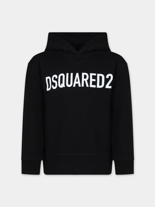 Felpa nera per bambino con logo,Dsquared2,DQ1782 D0A4D DQ900
