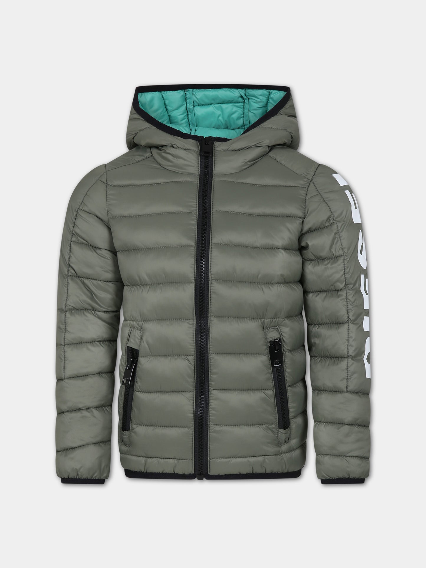 Piumino verde per bambini,Diesel,J01086 KXBDY K544