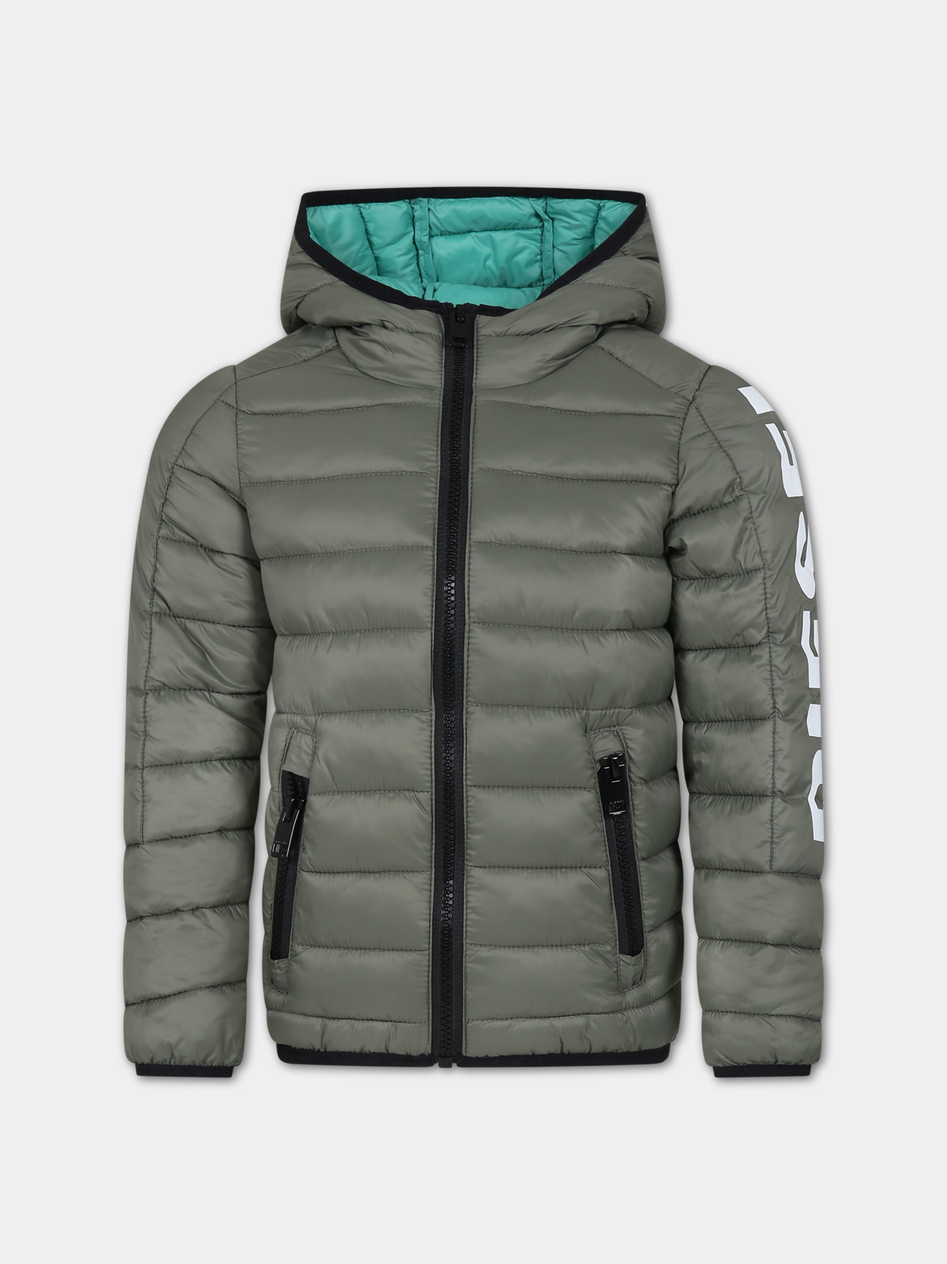 Piumino verde per bambini,Diesel,J01086 KXBDY K544