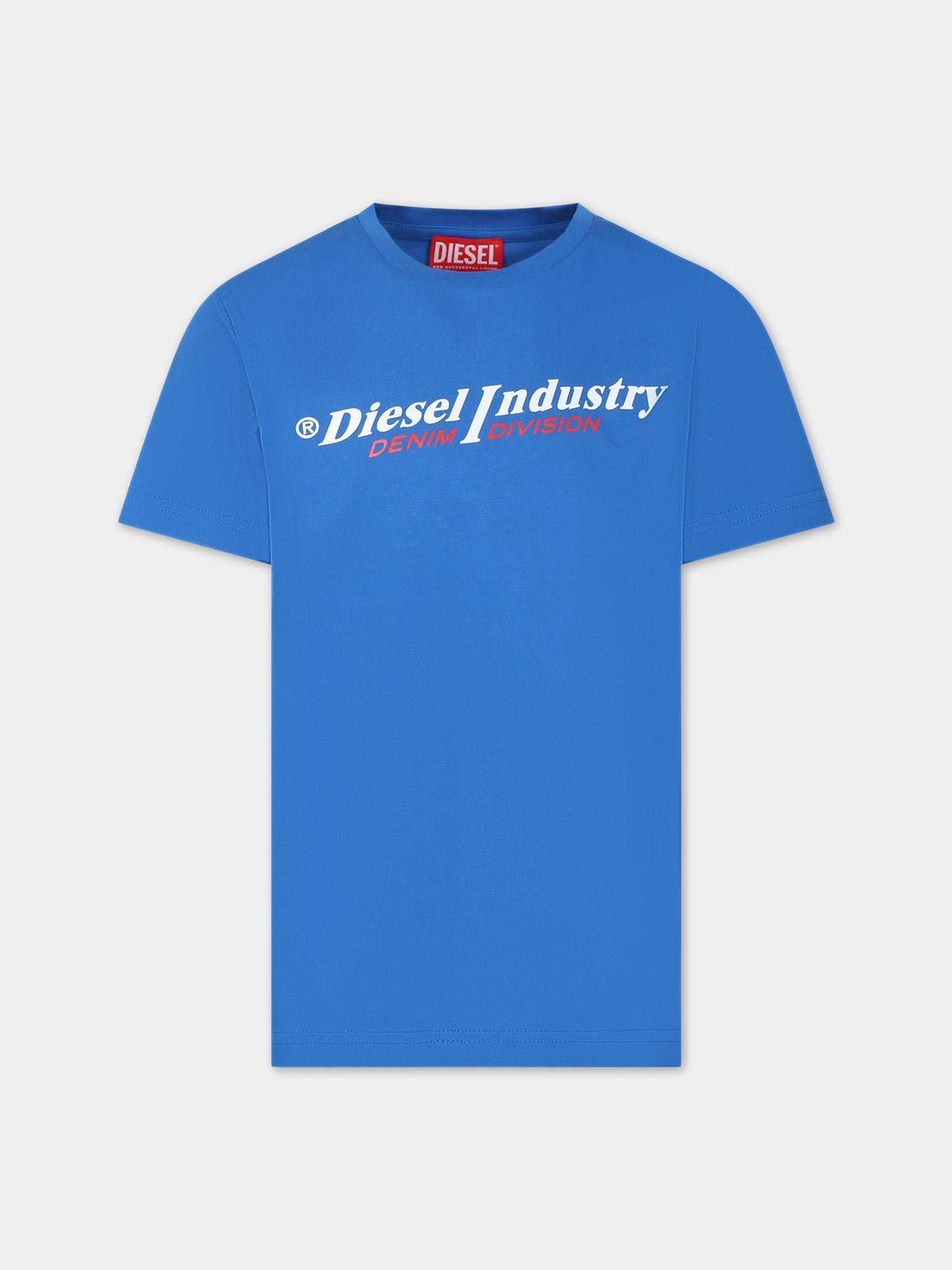 T-shirt azzurra per bambino con logo,Diesel,J01132 00YI9 K80H