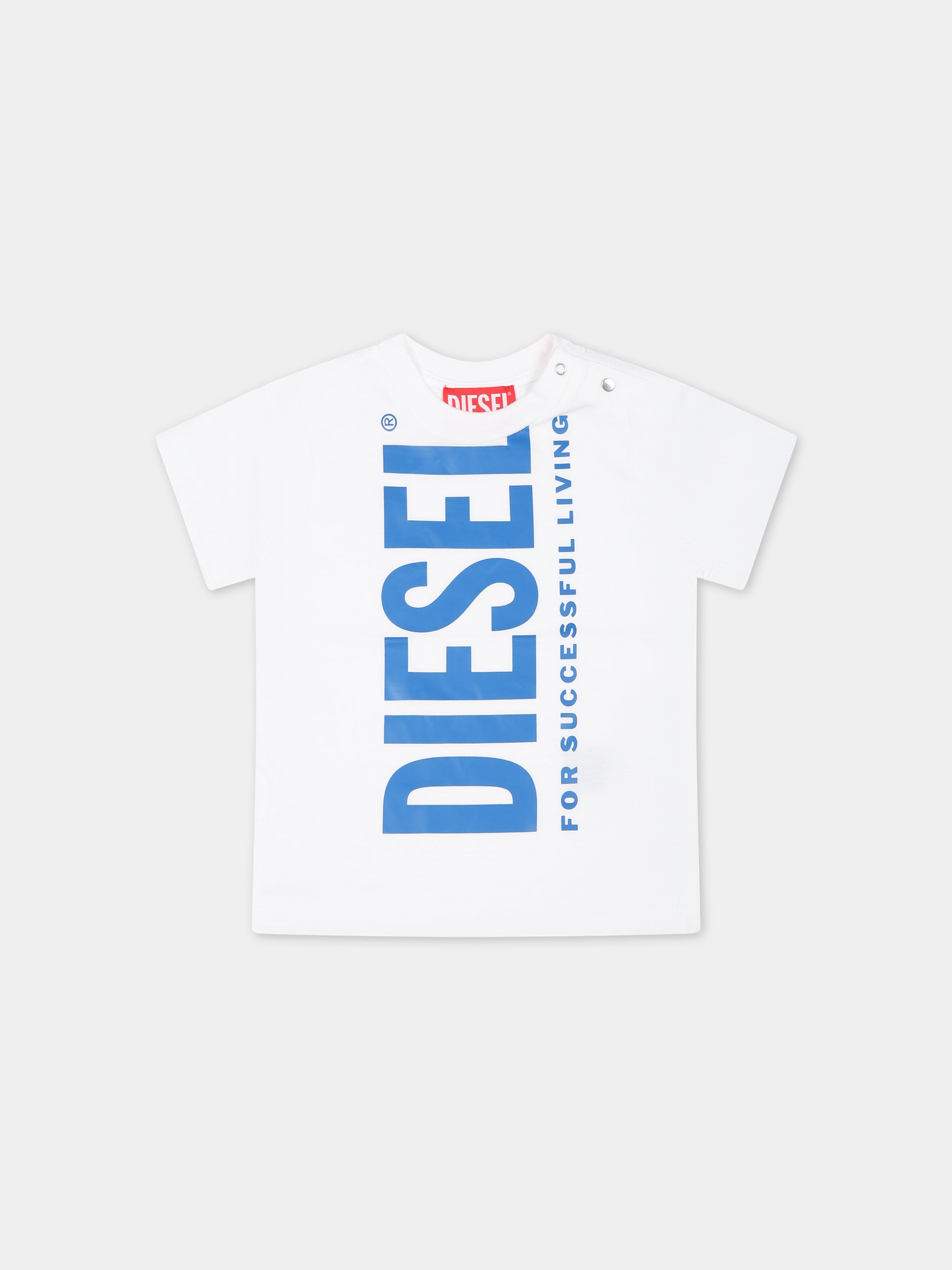 T-shirt bianca per neonati con logo,Diesel,K00347 00YI9 K100