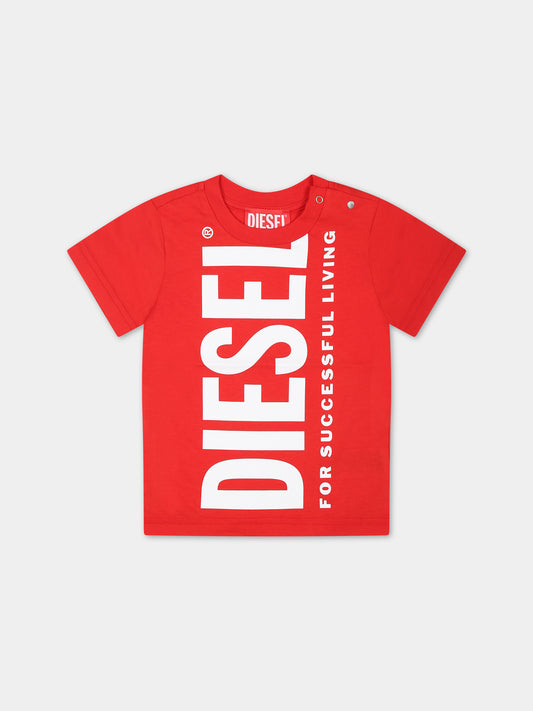T-shirt rossa per neonati con logo,Diesel,K00347 00YI9 K438