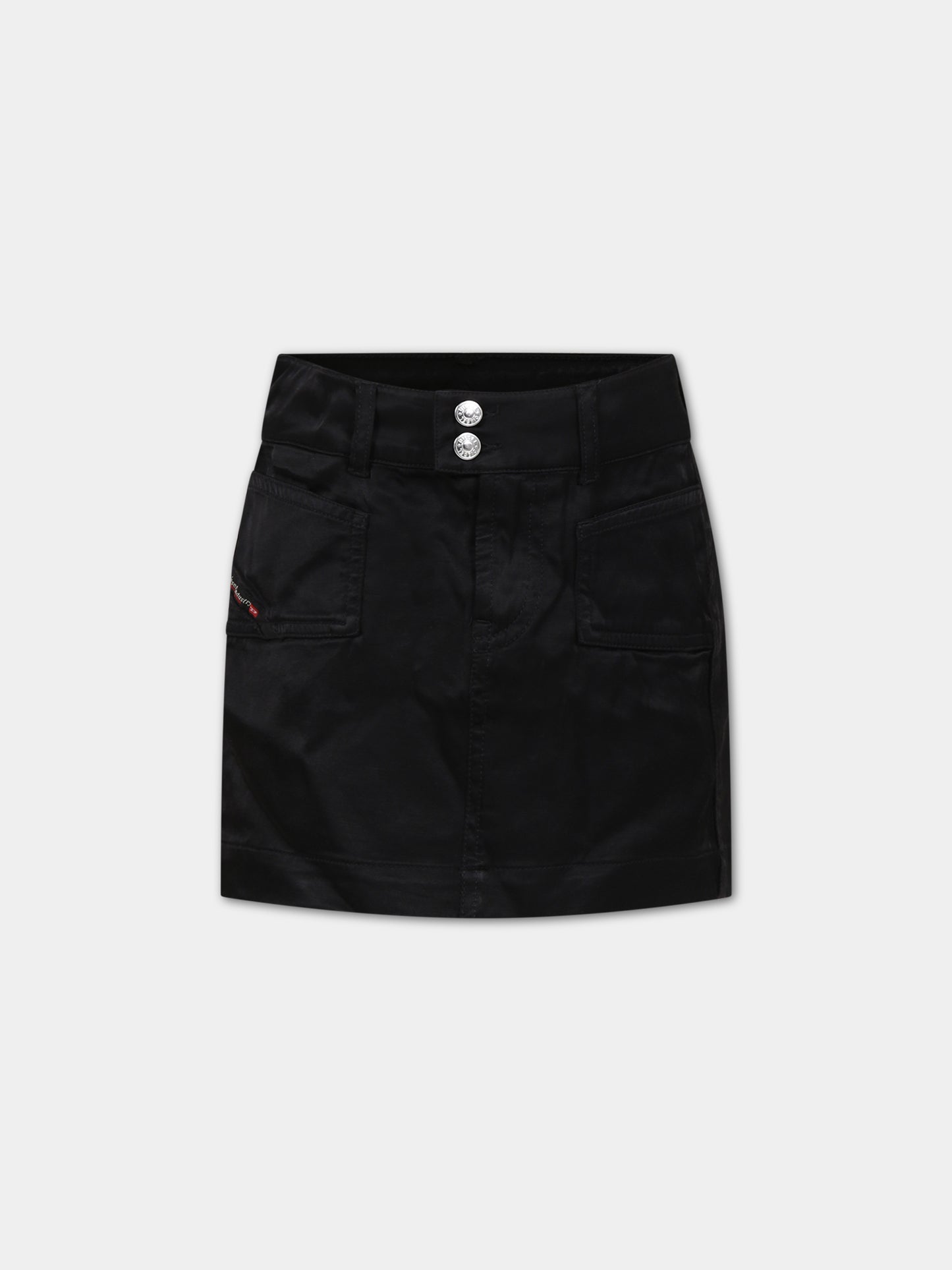 Gonna nera per bambina con tasche,Diesel,J01161 KXBE3 K900