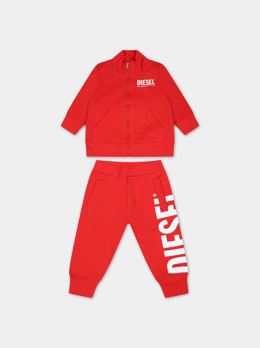 Completo rosso per neonato con logo,Diesel,K00357 0IAJH K438
