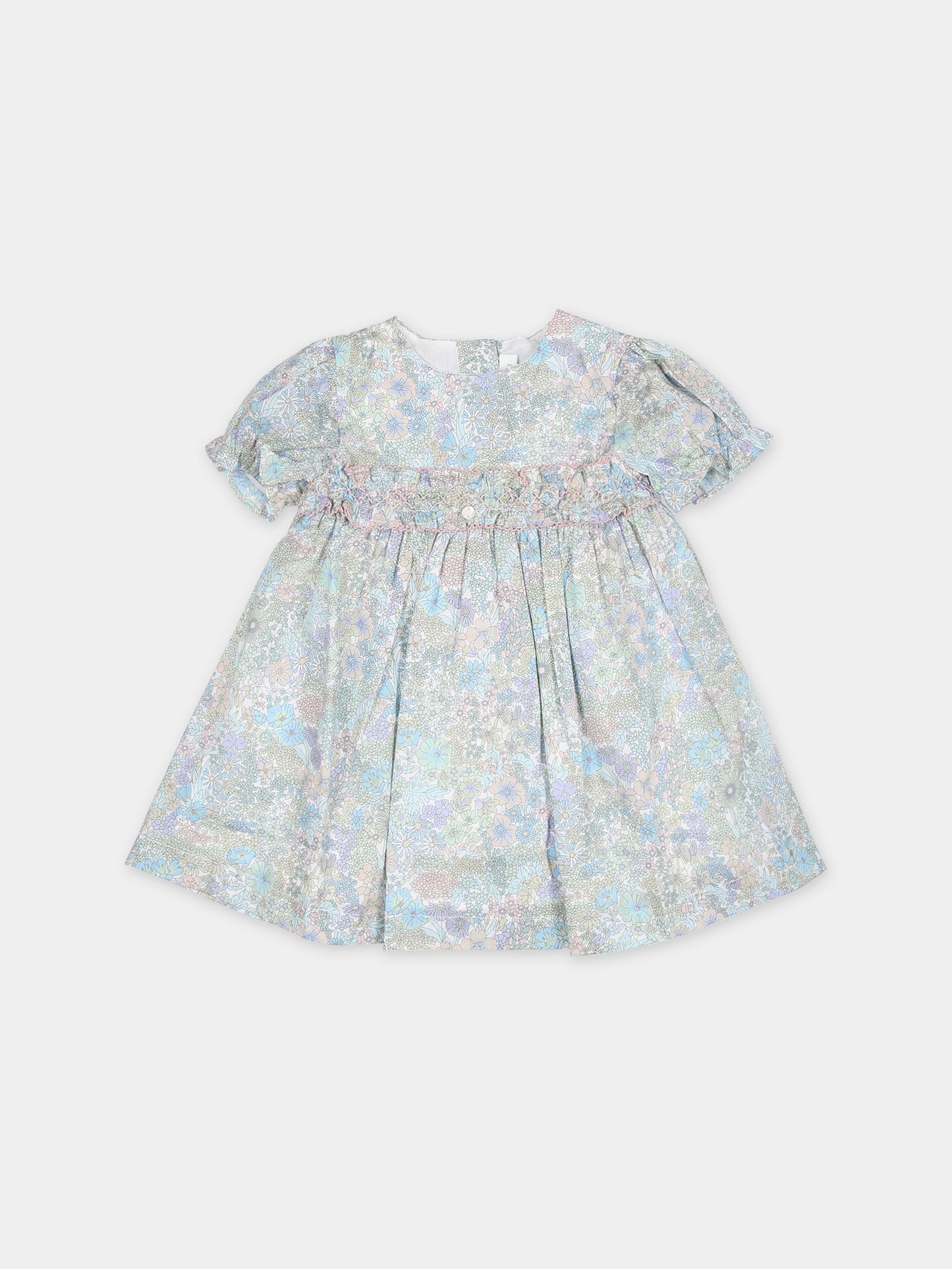 Vestito casual celeste per neonata con tessuto Liberty,Tartine Et Chocolat,TY30010 50