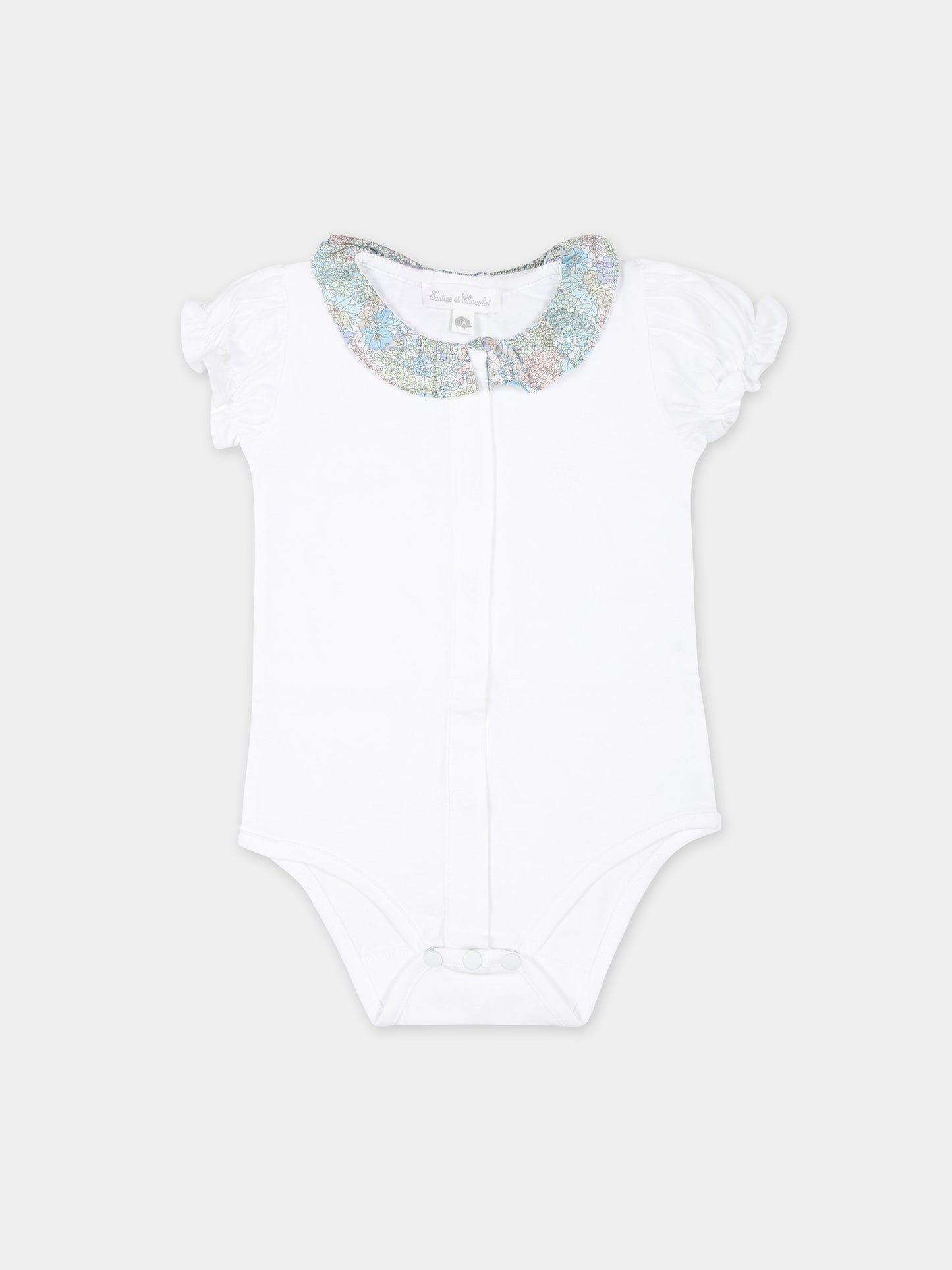 Body bianco per neonata con tessuto Liberty,Tartine Et Chocolat,TY11000 01