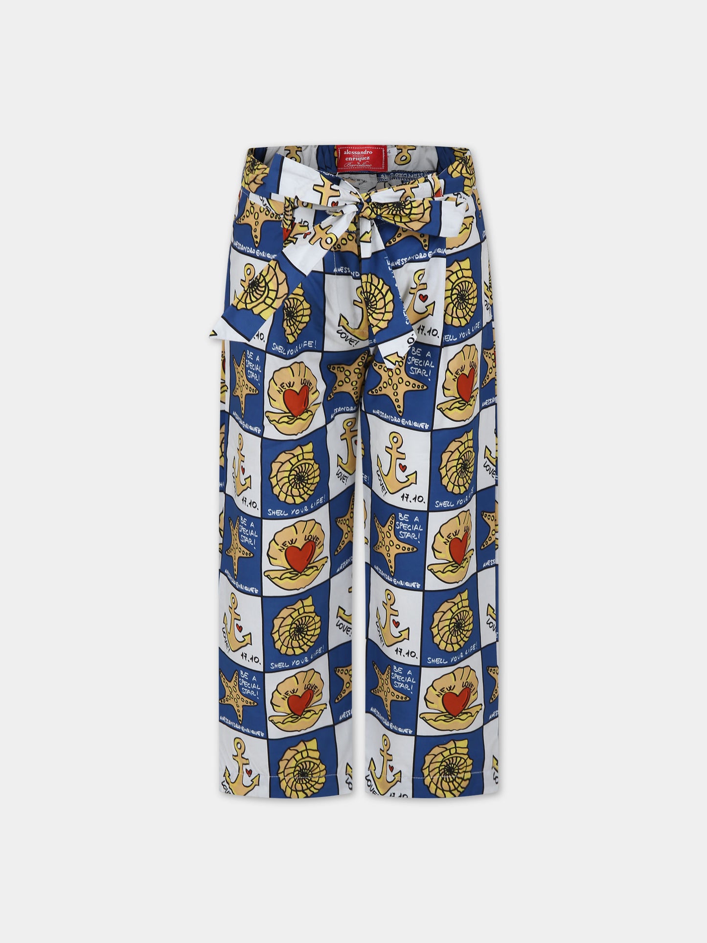 Pantaloni blu per bambini con stampa pop,Alessandro Enriquez X Barcellino,112108