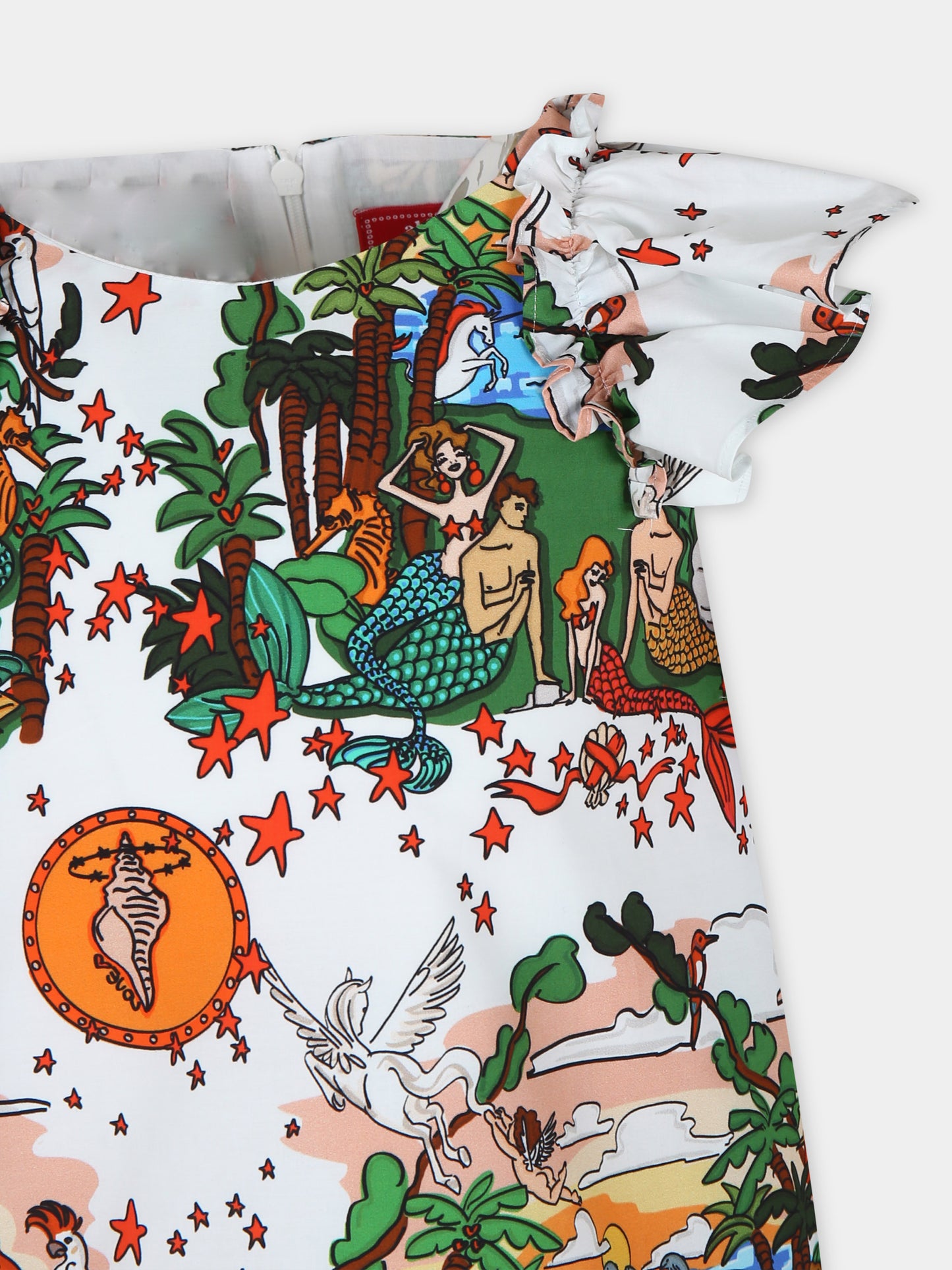 Vestito bianco per bambina con stampa pop,Alessandro Enriquez X Barcellino,112405