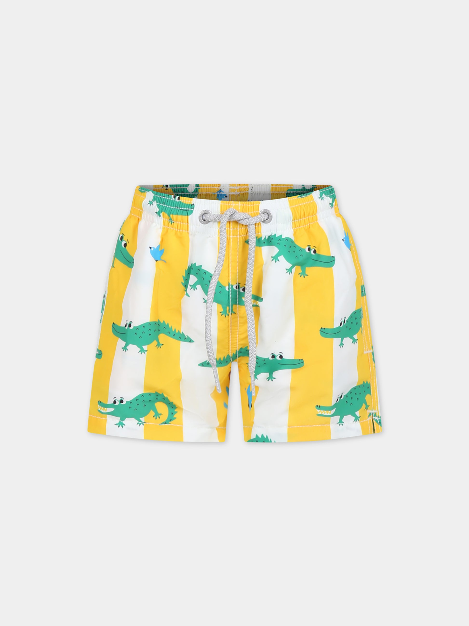 Boxer mare giallo per bambino con stampa coccodrilli,Mc2 Saint Barth,JEA0001 00280F