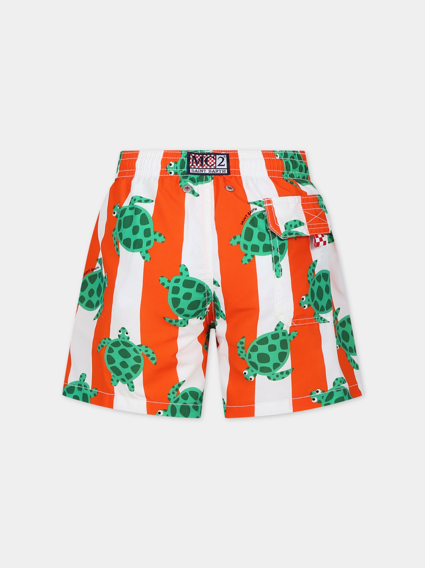 Boxer mare arancione per bambino con stampa tartaruga,Mc2 Saint Barth,JEA0001 00464F