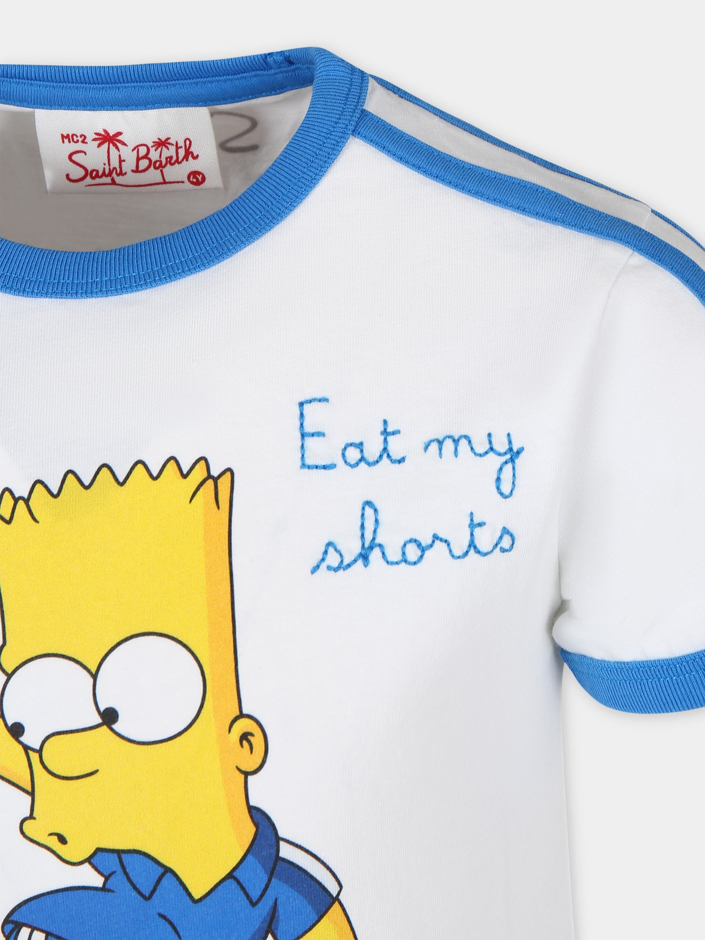T-shirt bianca per bambino con Bart Simpson,Mc2 Saint Barth,DENA001 03270F