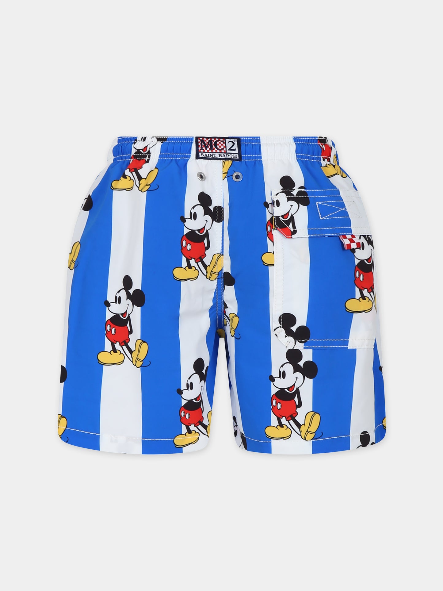 Boxer mare azzurro per bambino con stampa Topolino e logo,Mc2 Saint Barth,JEA0001 02566F