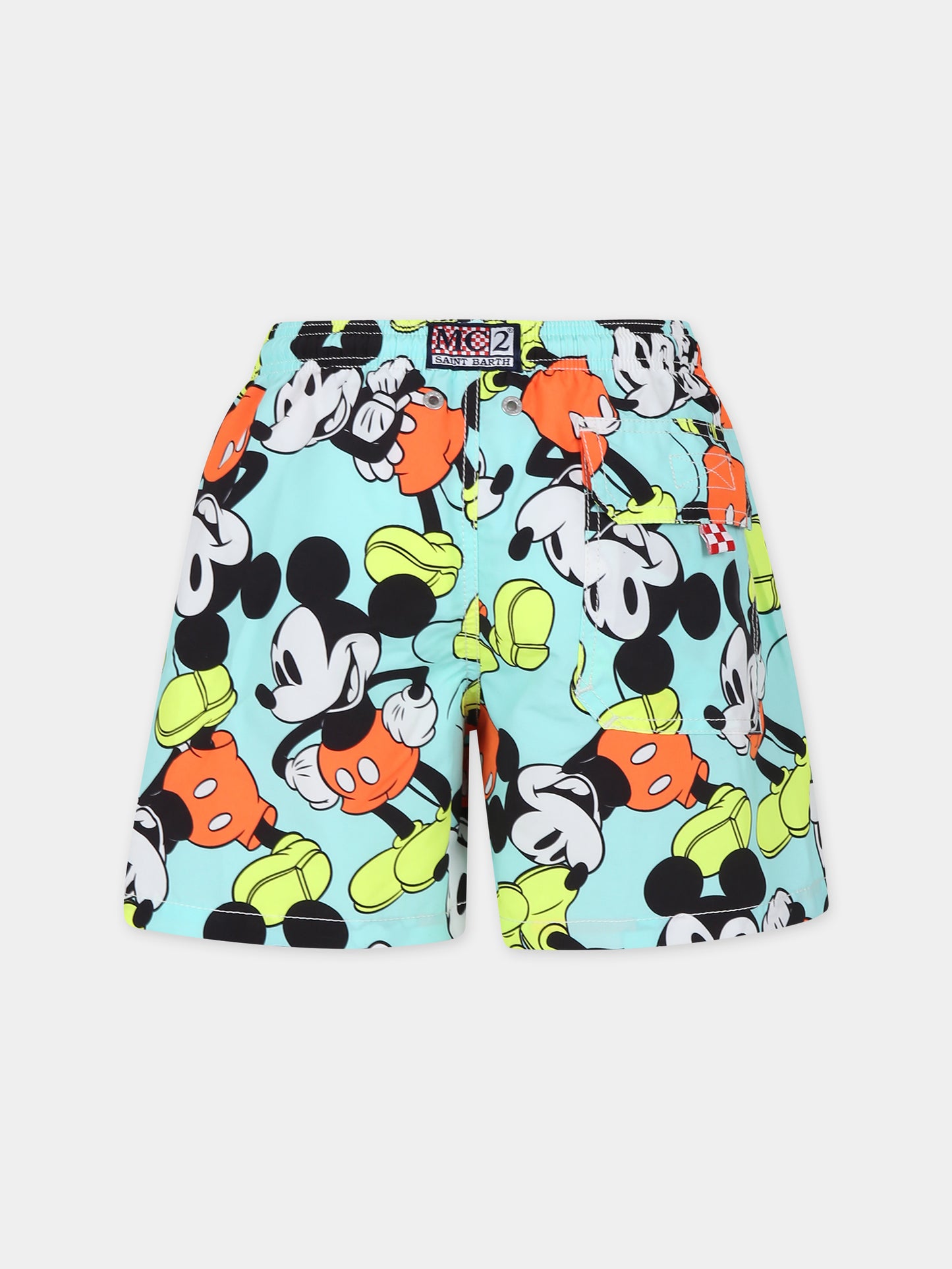 Boxer mare verde per bambino con stampa Topolino e logo,Mc2 Saint Barth,JEA0001 02565F