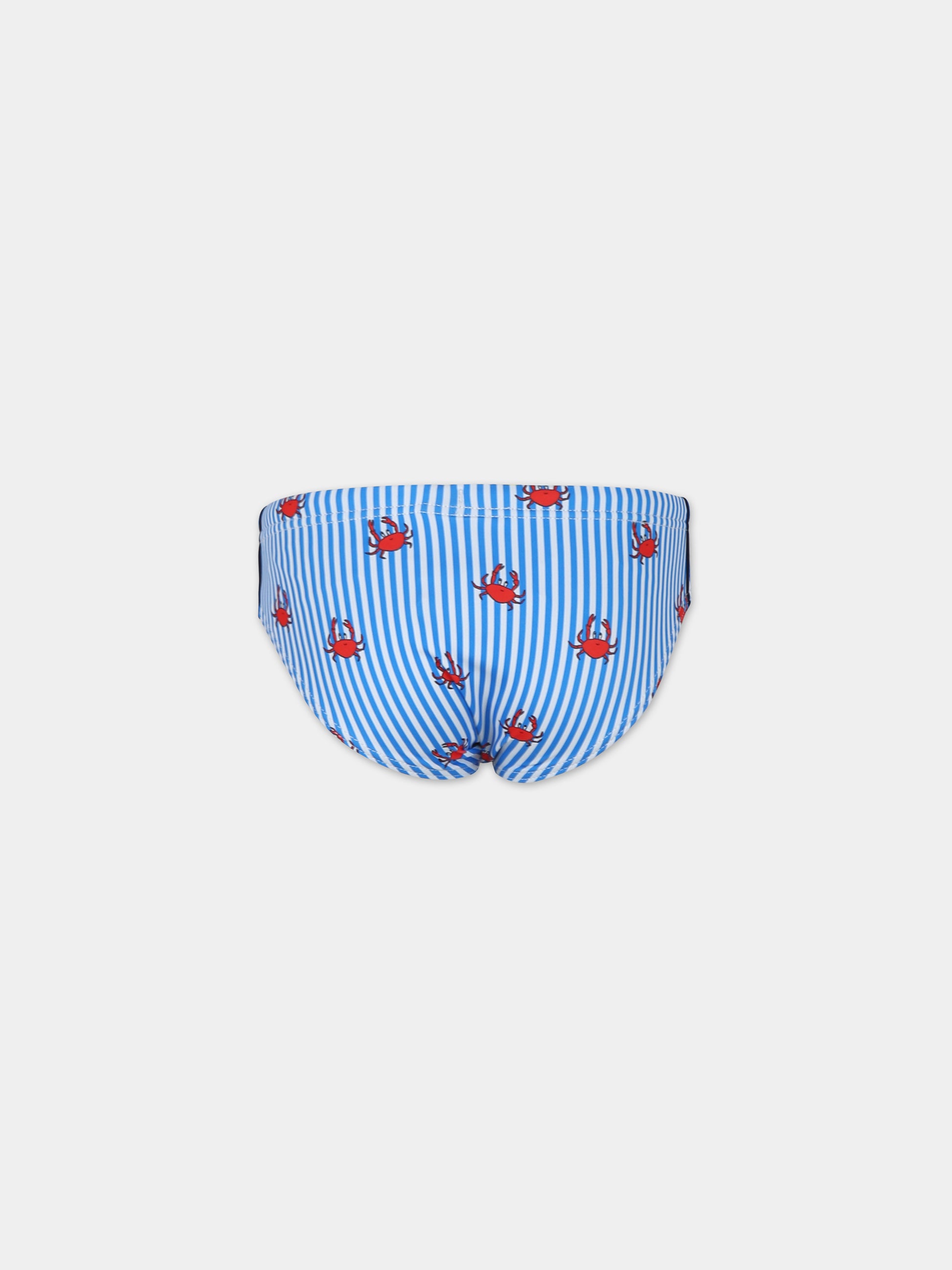Slip mare azzurro per bambino con stampa granchi,Mc2 Saint Barth,BIL0001 03216F
