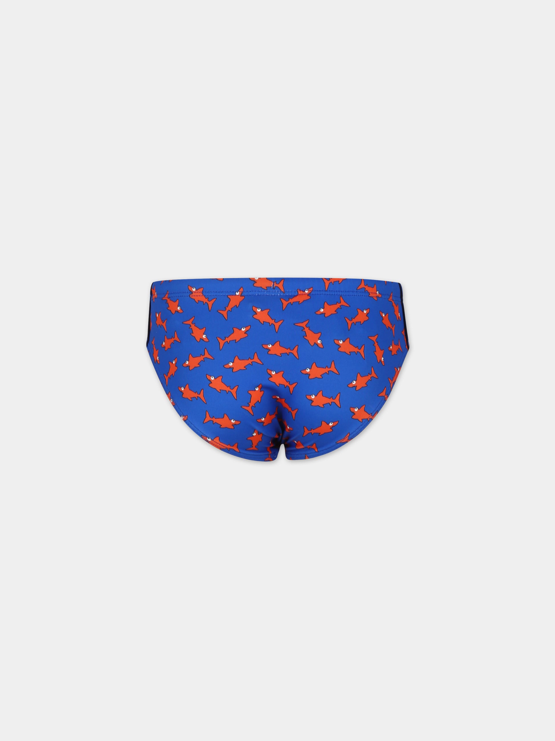 Slip mare blu per bambino con stampa squalo,Mc2 Saint Barth,BIL0001 03277F