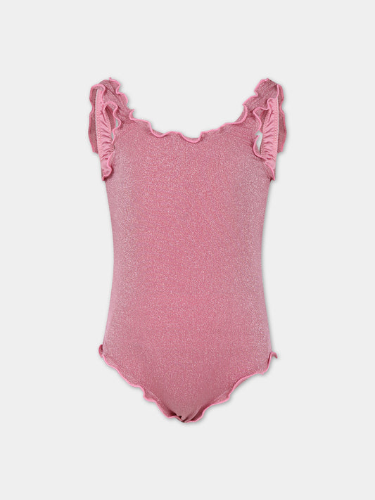 Costume intero fucsia per bambina con logo,Mc2 Saint Barth,CLIO001 00339F