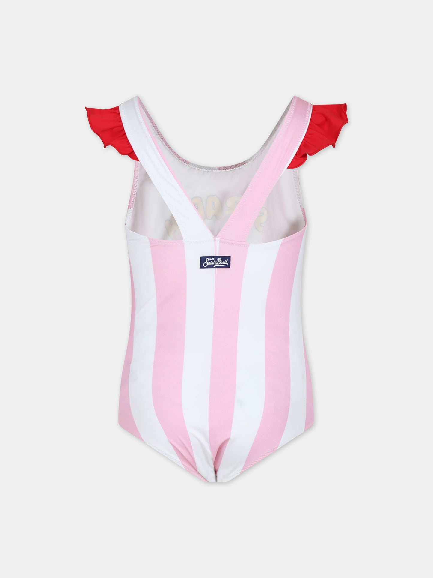 Costume rosa per bambina con fragola e logo,Mc2 Saint Barth,CARO001 00350F