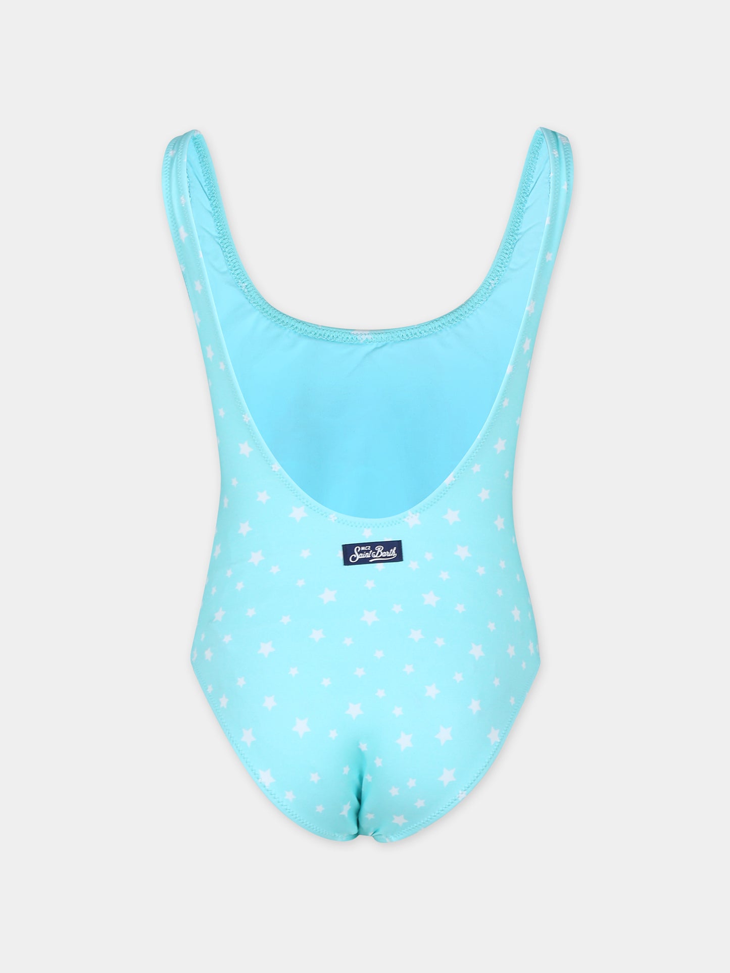 Costume intero celeste per bambina con stampa Angeli,Mc2 Saint Barth,CARA001 03079F