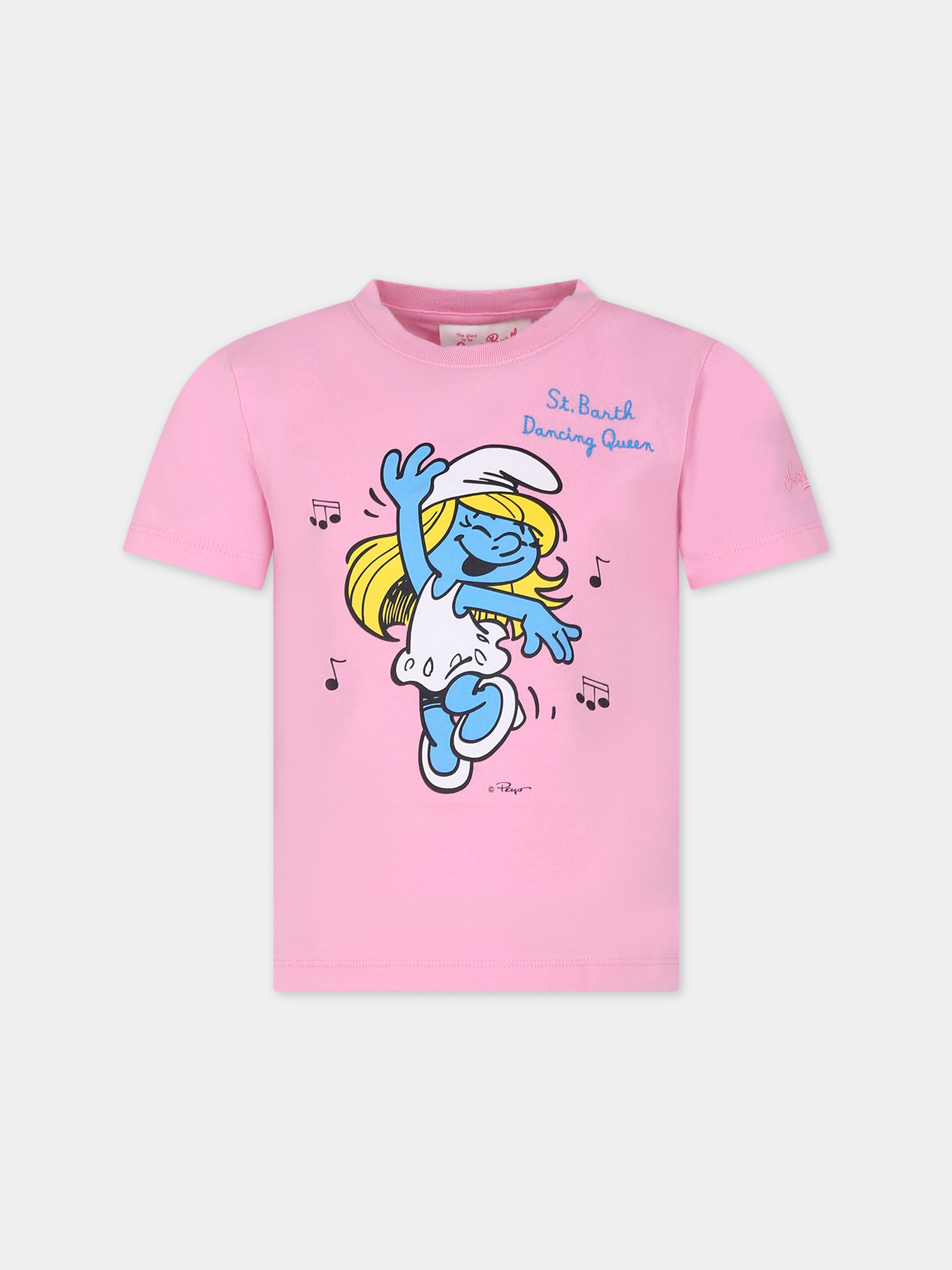 T-shirt rosa per bambina con stampa Puffetta,Mc2 Saint Barth,ELLY001 01939F