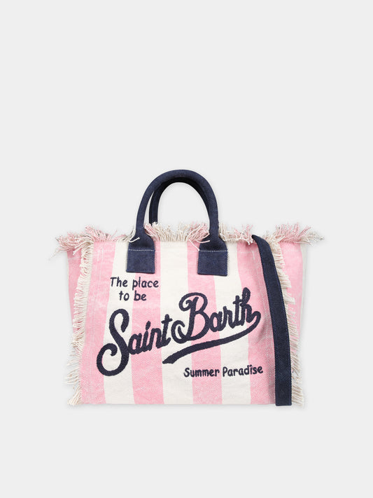 Borsa mare rosa per bambina con logo,Mc2 Saint Barth,COL0001 01206F
