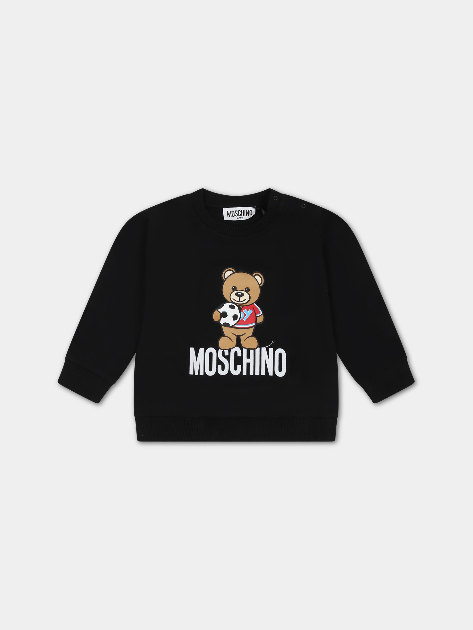 Felpa nera per neonato con Teddy Bear e logo,Moschino Kids,MSF03Q LDA27 60100