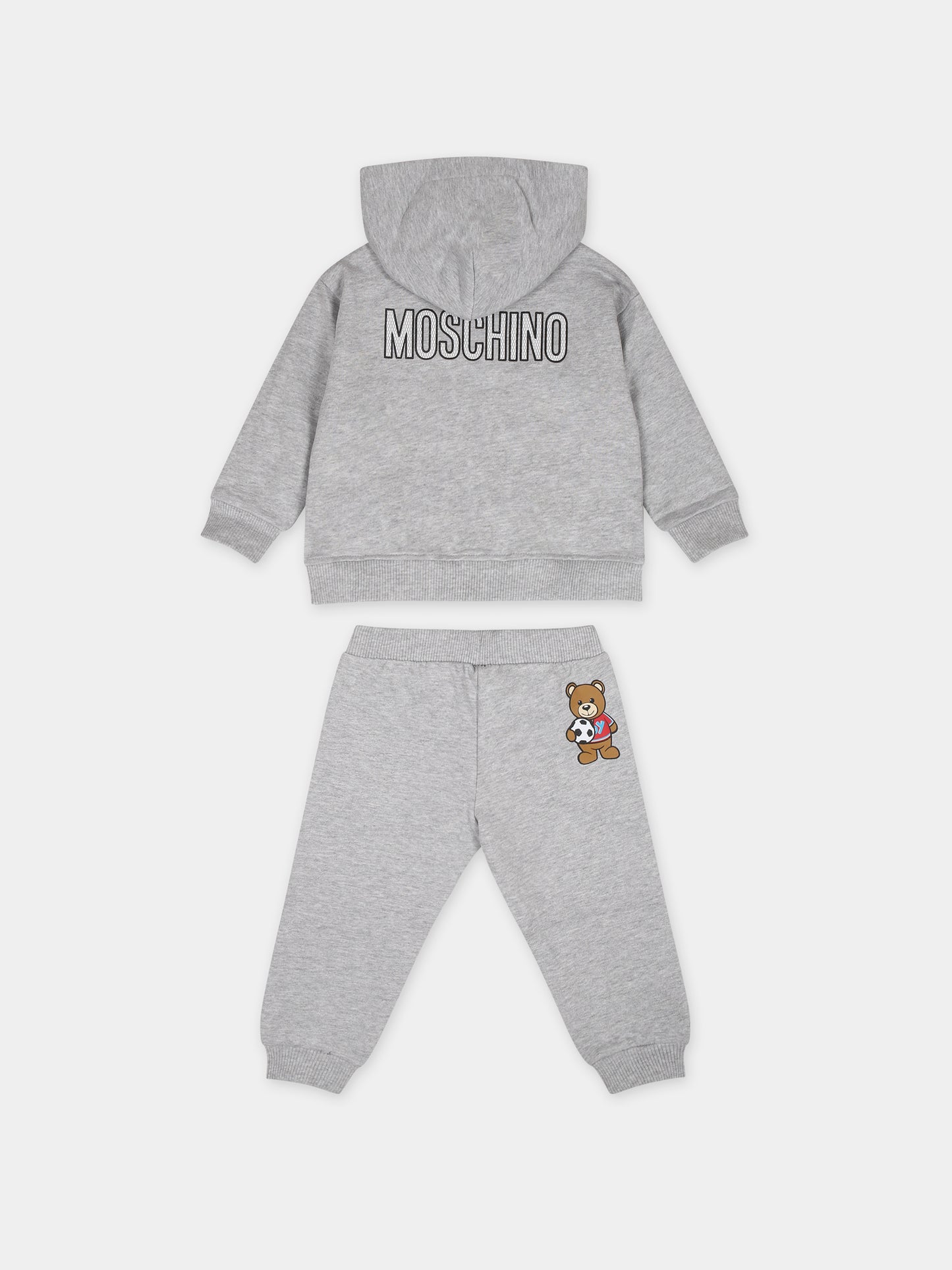 Completo grigio per neonato con Teddy Bear,Moschino Kids,MUK04A LCA53 60926