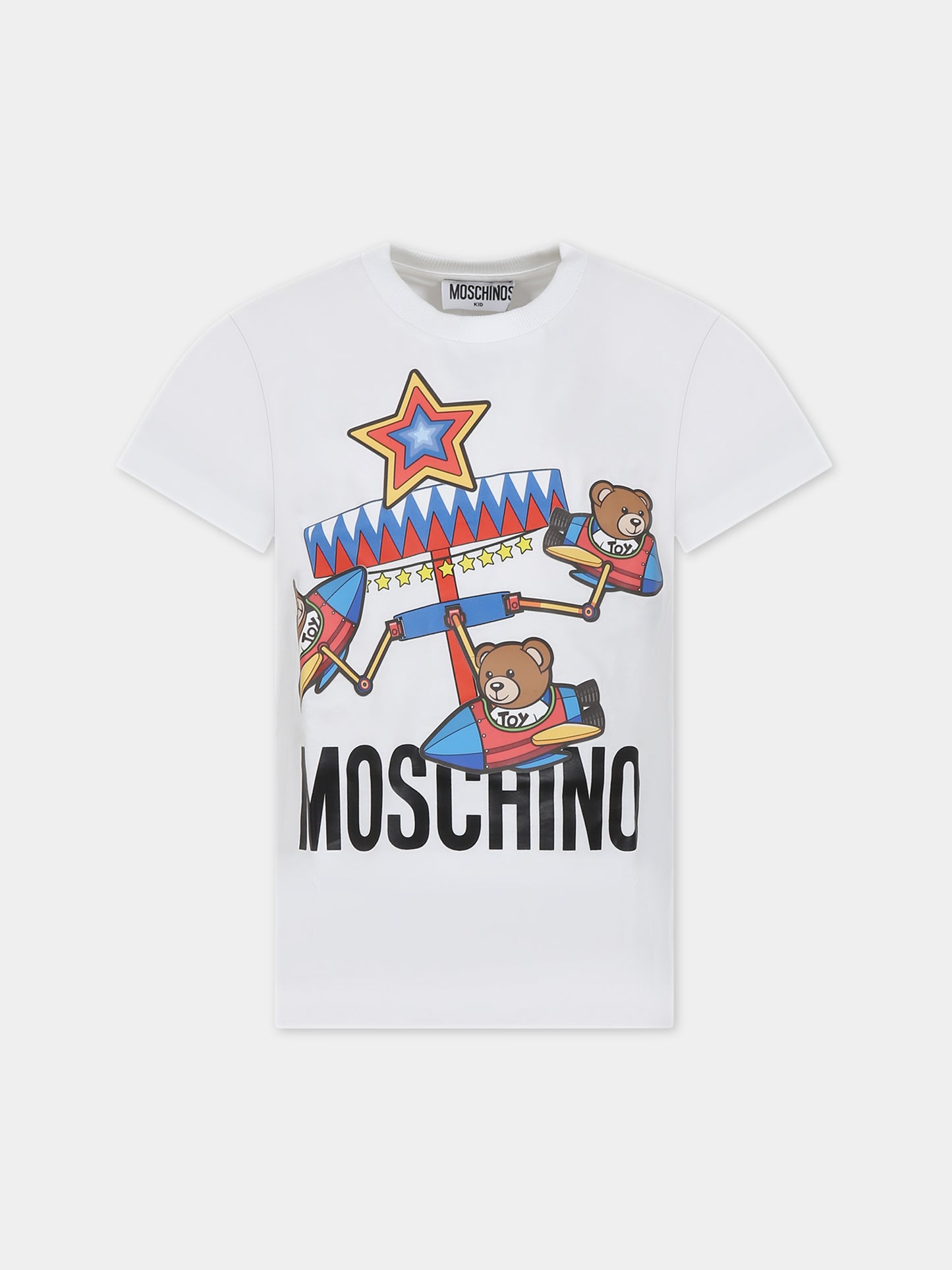 T-shirt bianca per bambino con stampa Teddy Bears,Moschino Kids,HQM03U LAA23 10101