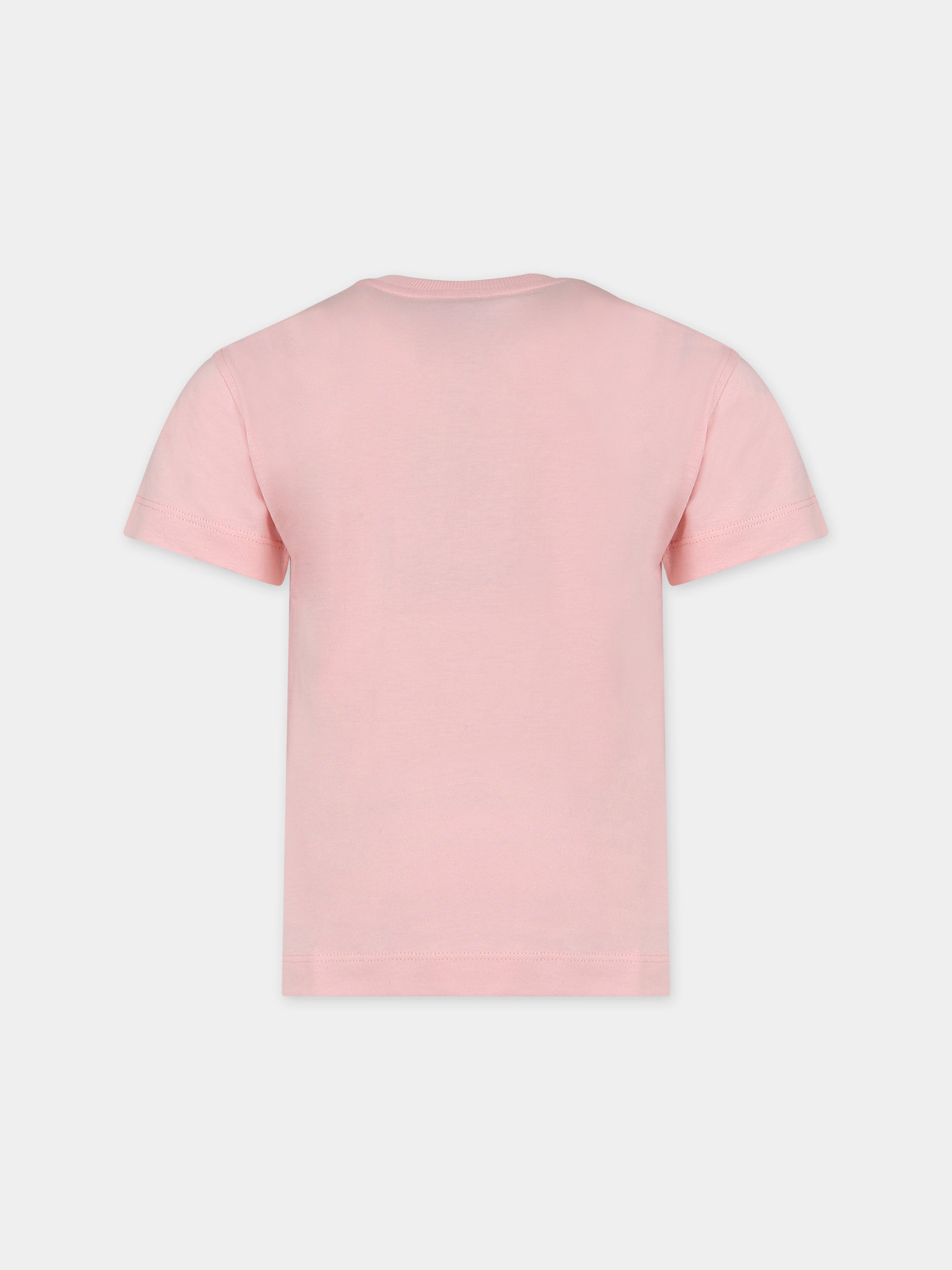 T-shirt rosa per bambina con Teddy Bear e logo,Moschino Kids,HUM04C LAA01 50209