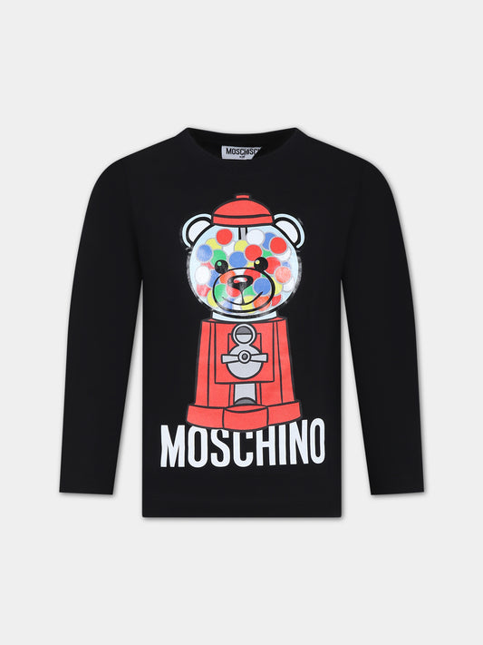T-shirt bianca per bambini con Teddy Bear e logo,Moschino Kids,HMO00J LAA23 60100