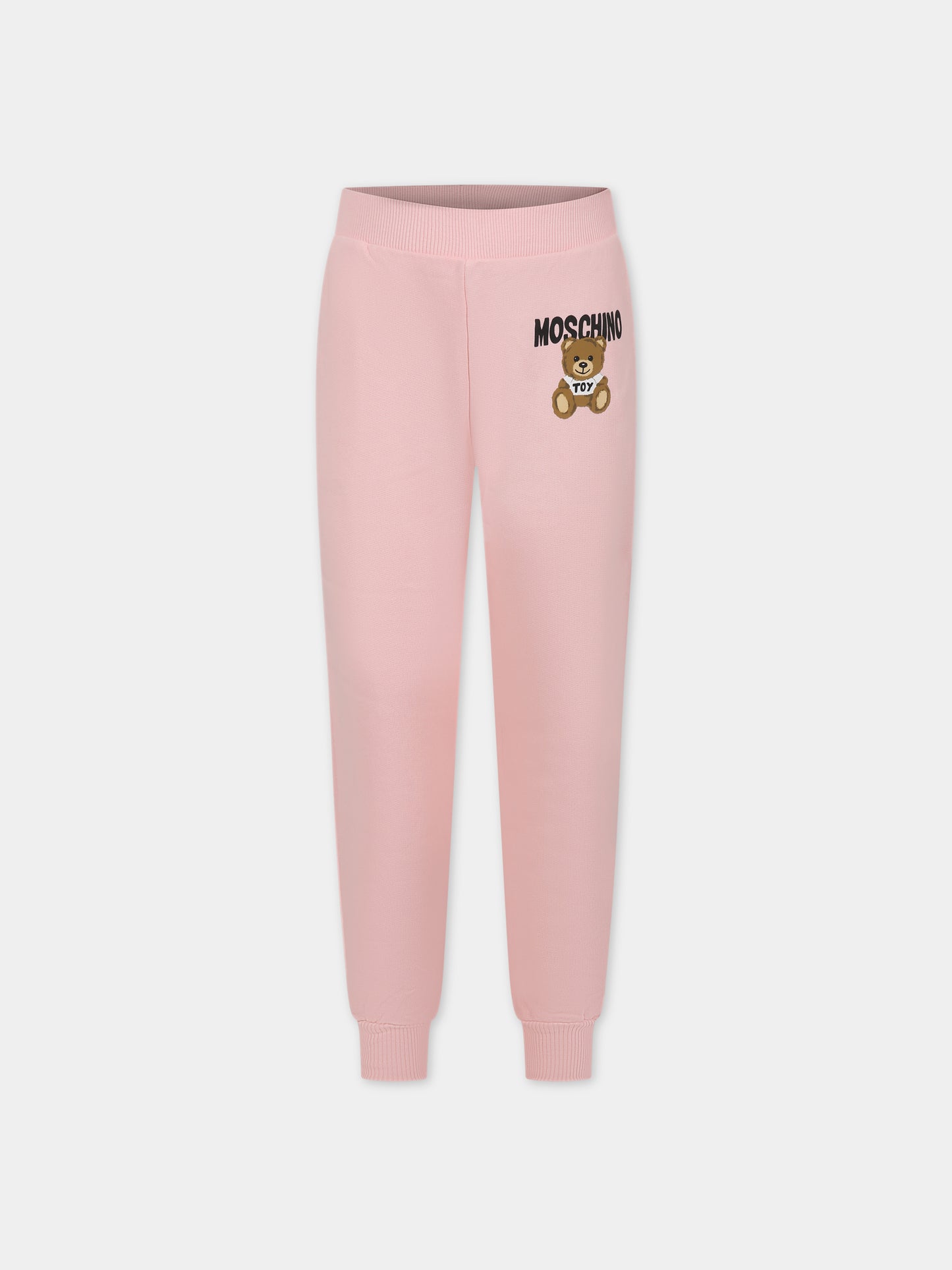 Pantaloni rosa per bambina con Teddy Bear e logo,Moschino Kids,HUP060 LCA32 50209