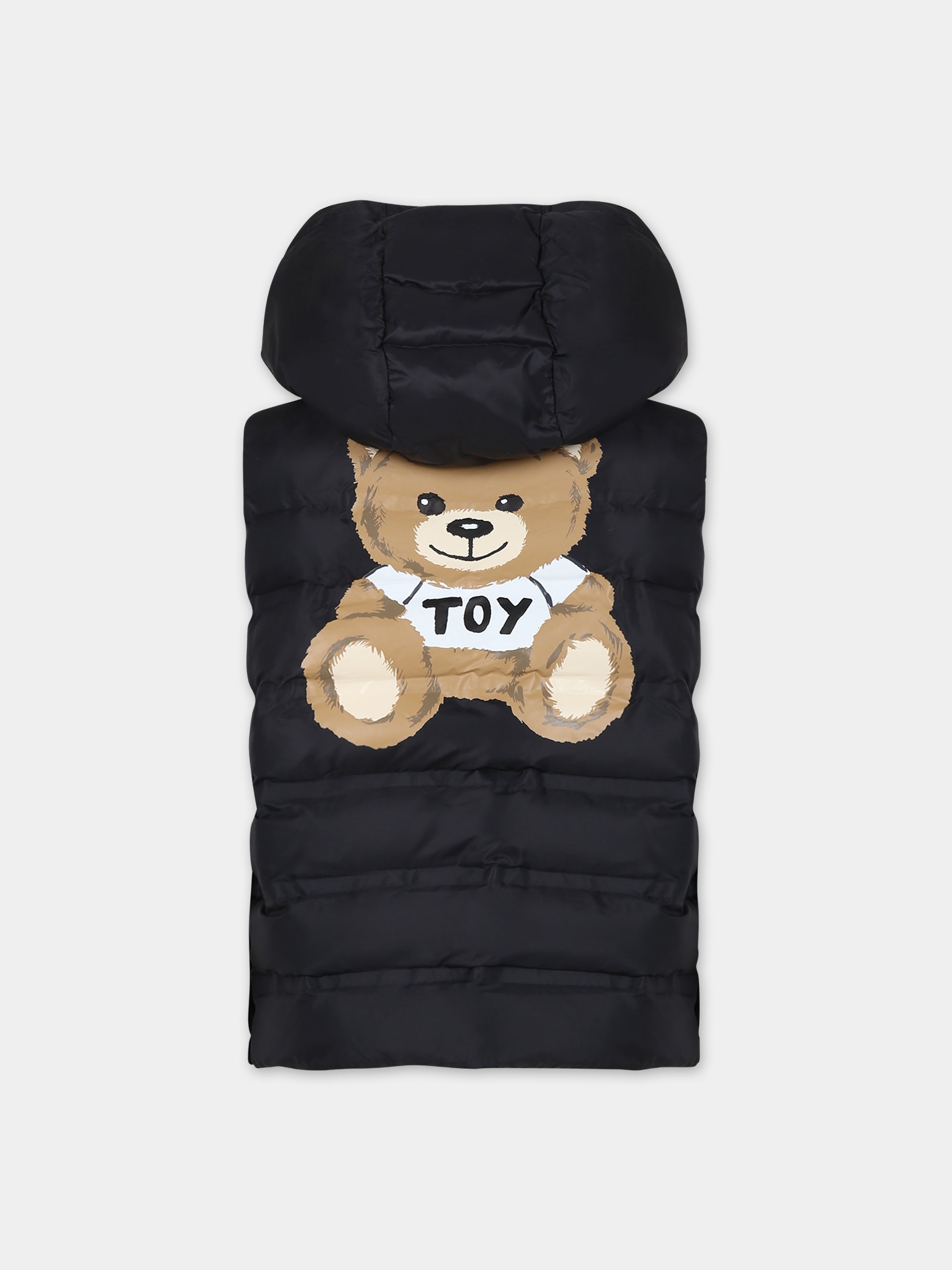 Gilet nero per bambino con Teddy Bear e logo,Moschino Kids,HUS03U L3A69 60100