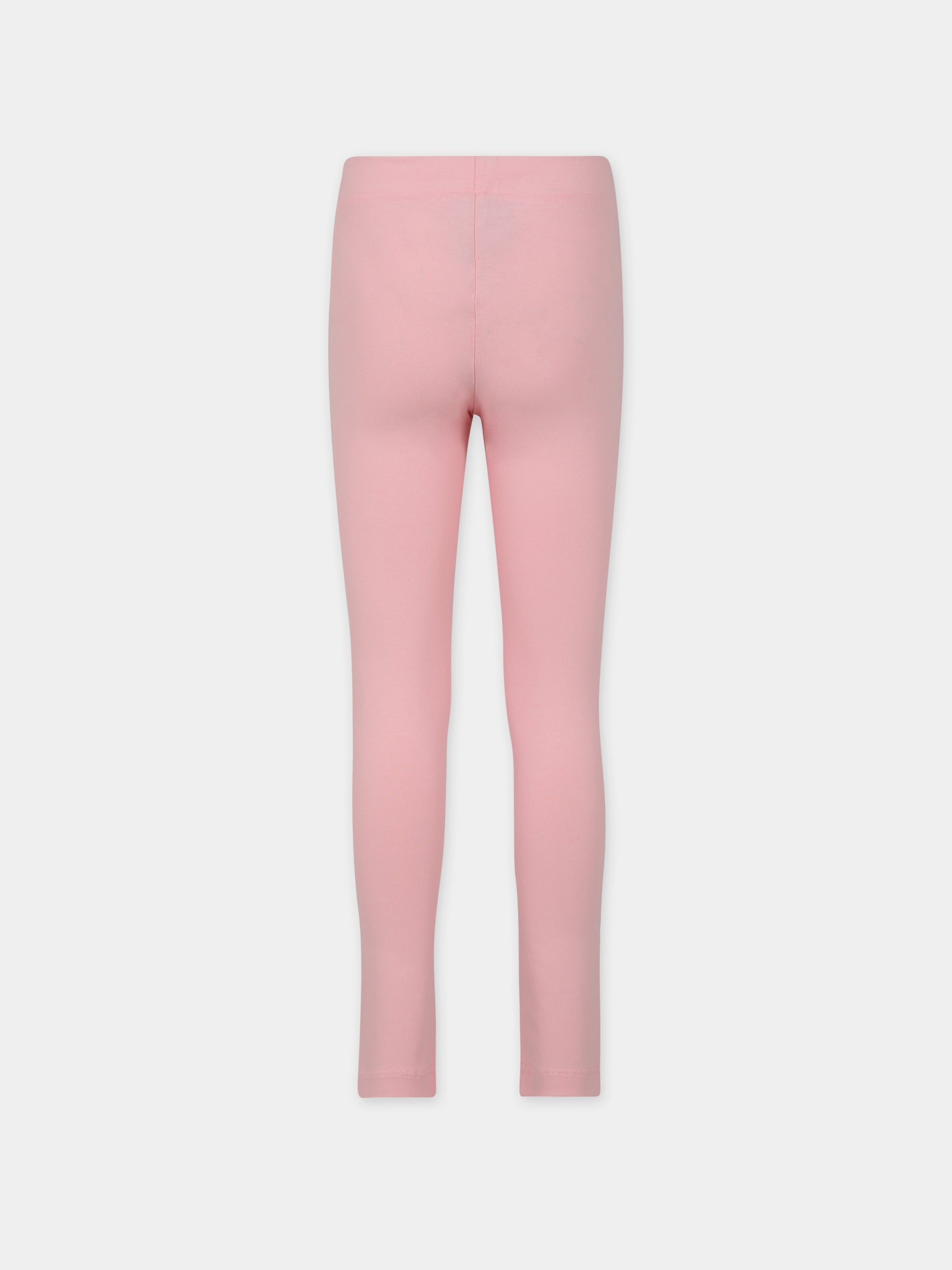 Leggings rosa per bambina con logo,Moschino Kids,H4P047 LBA00 50209