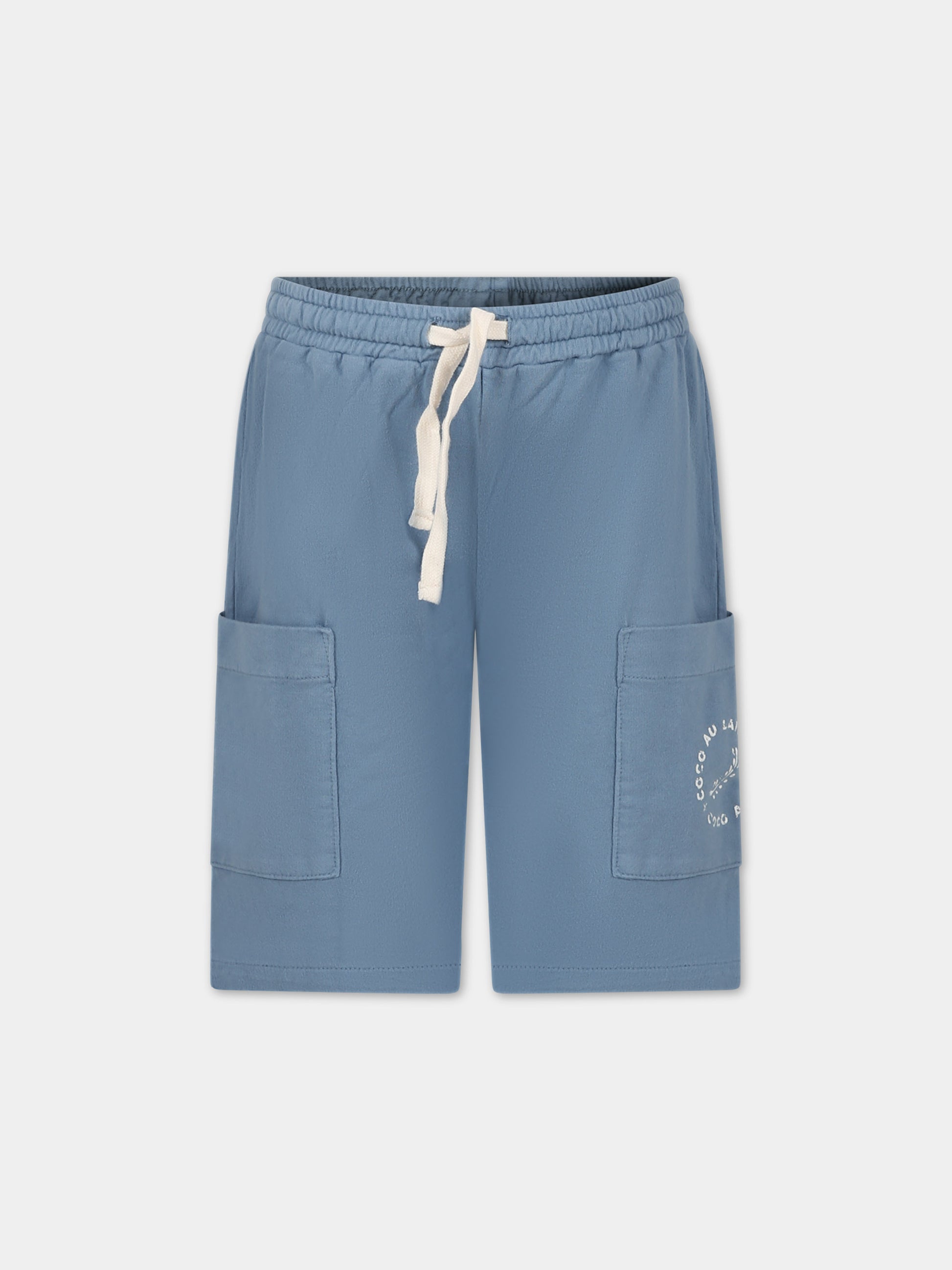 Shorts celesti per bambini con logo,Coco Au Lait,16COCO S012