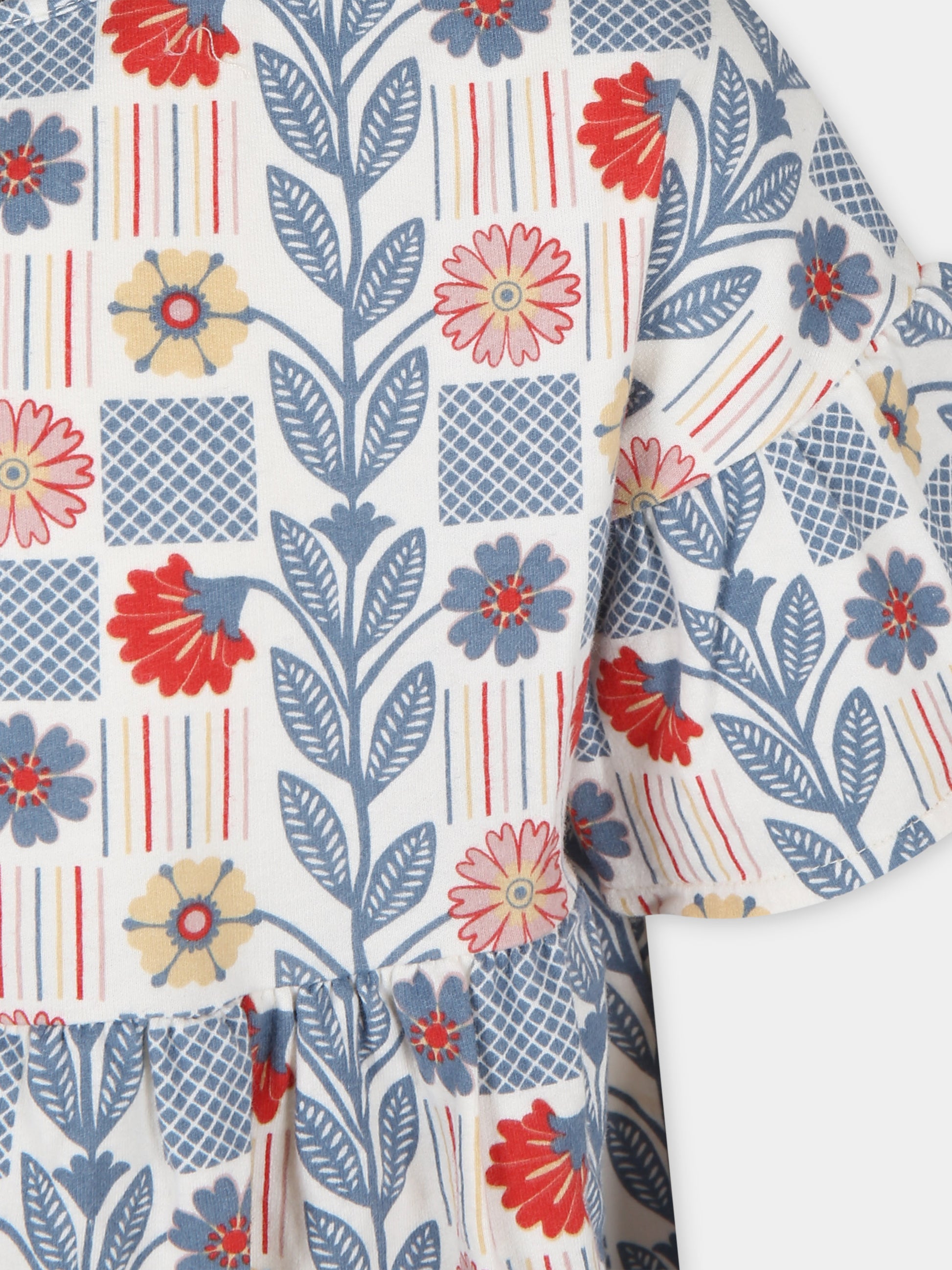 Vestito bianco per bambina con stampa fiori,Coco Au Lait,16COCO S016