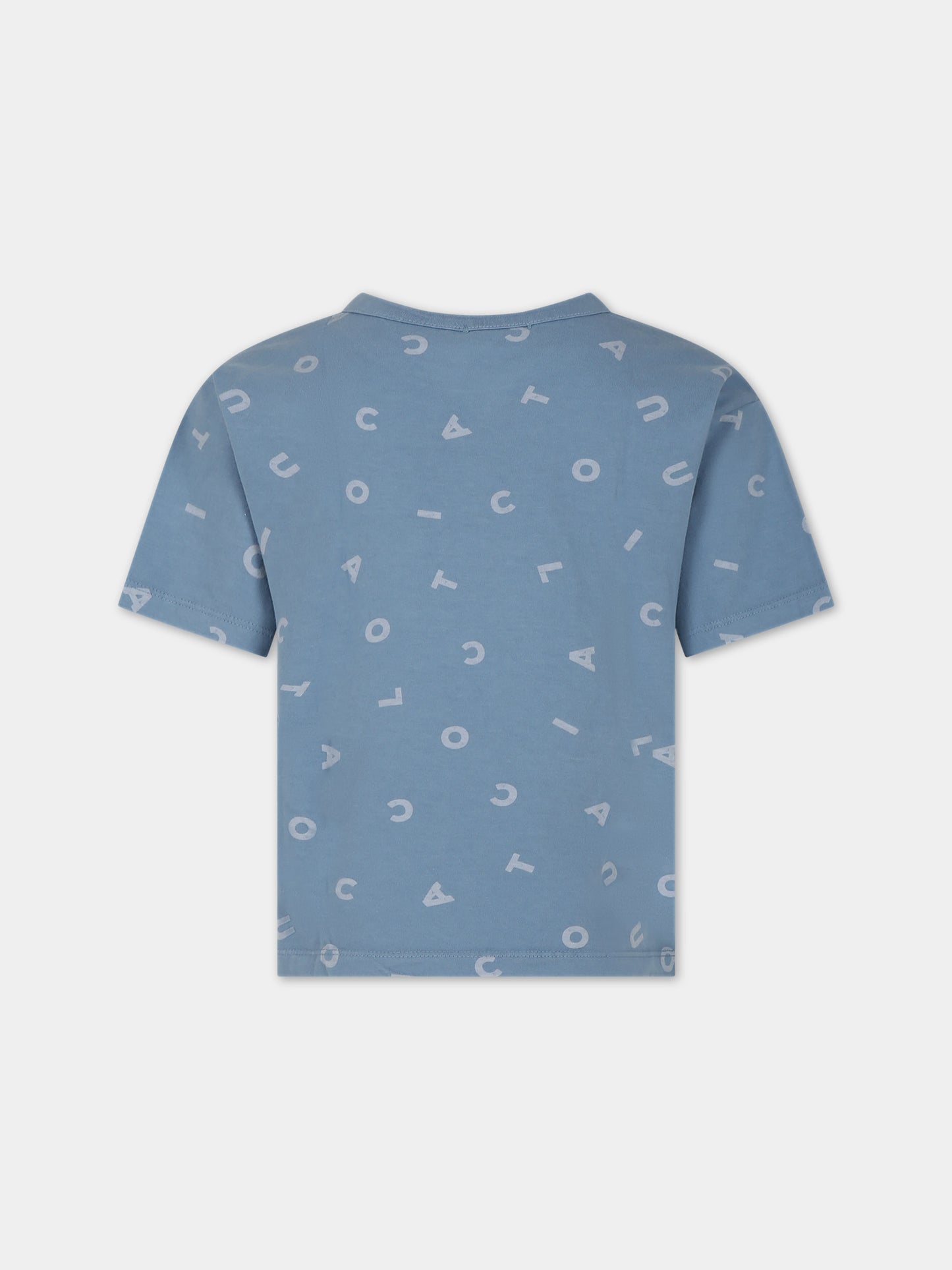 T-shirt celeste per bambini con logo,Coco Au Lait,16COCO S036