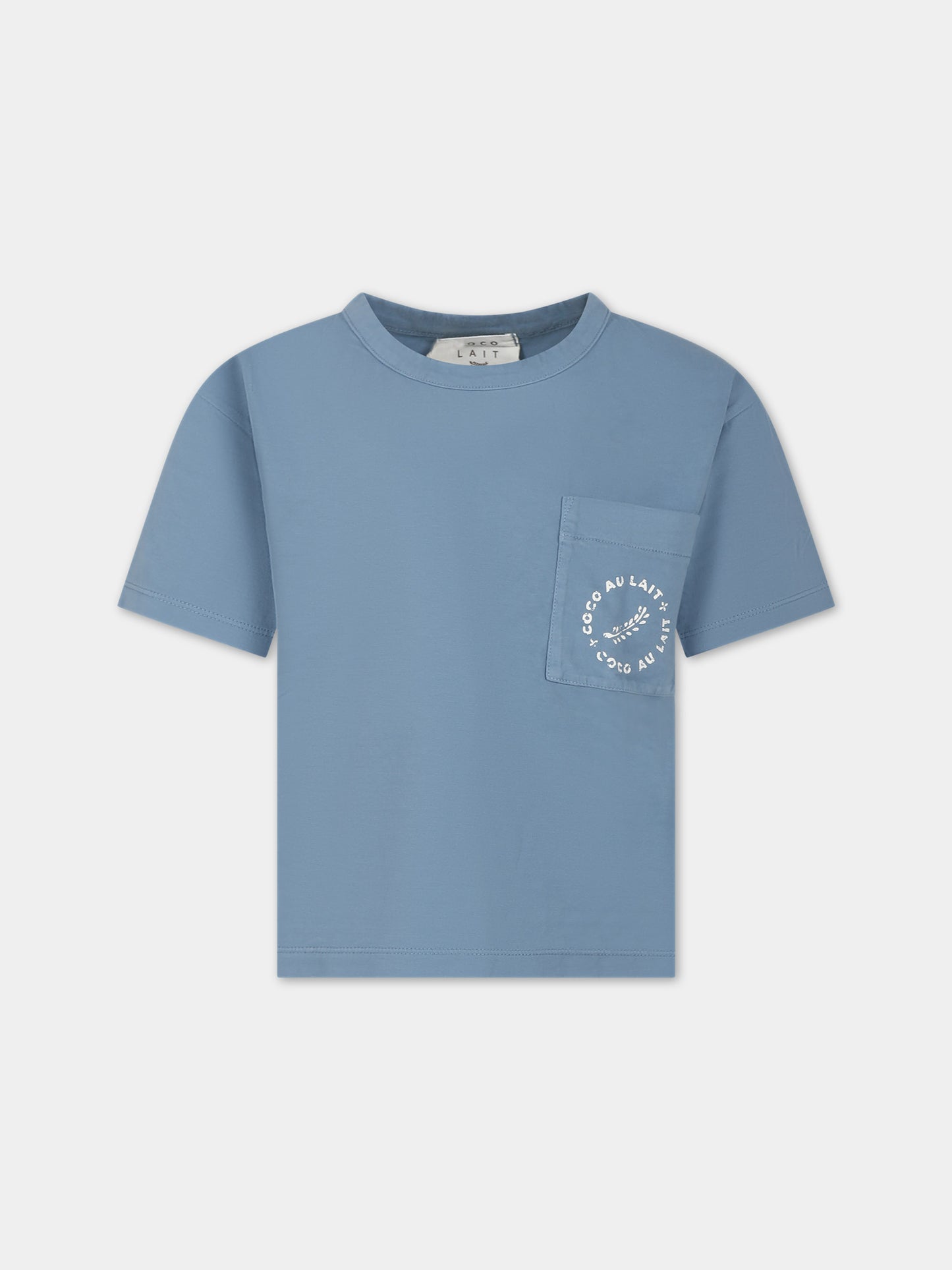 T-shirt celeste per bambini con logo,Coco Au Lait,16COCO S044