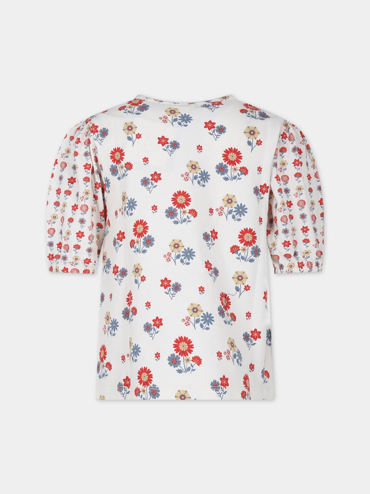 Top avorio per bambina con stampa fiori,Coco Au Lait,16COCO S046
