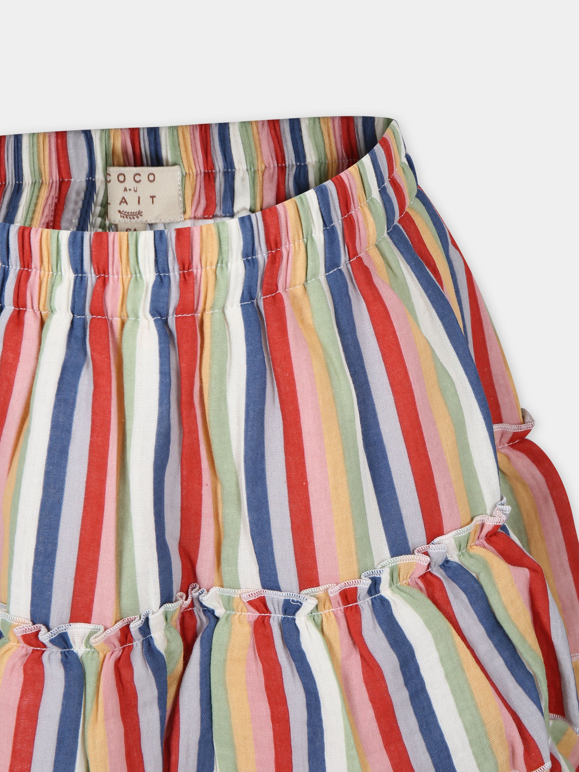 Gonna multicolor per bambina con motivo a righe,Coco Au Lait,16COCO S054