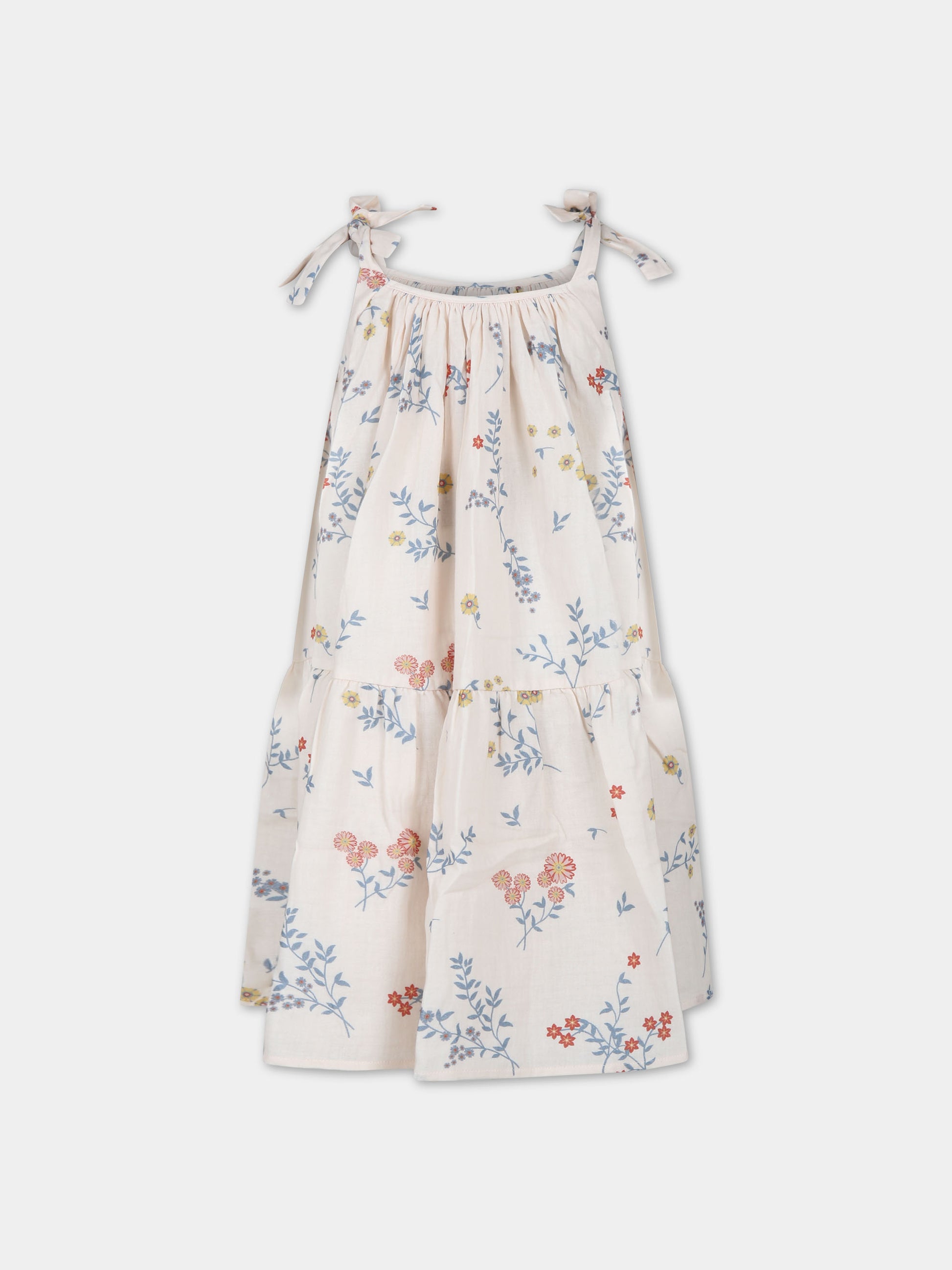 Vestito avorio per bambina con stampa fiori,Coco Au Lait,16COCO S073