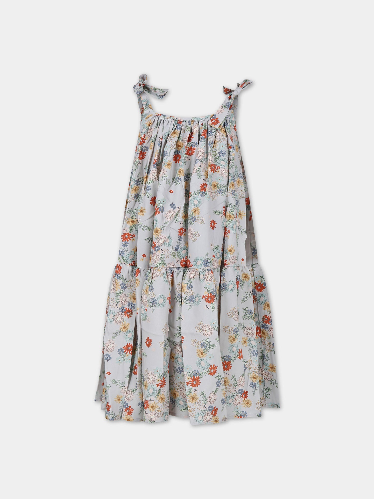Vestito celeste per bambina con stampa fiori,Coco Au Lait,16COCO S103