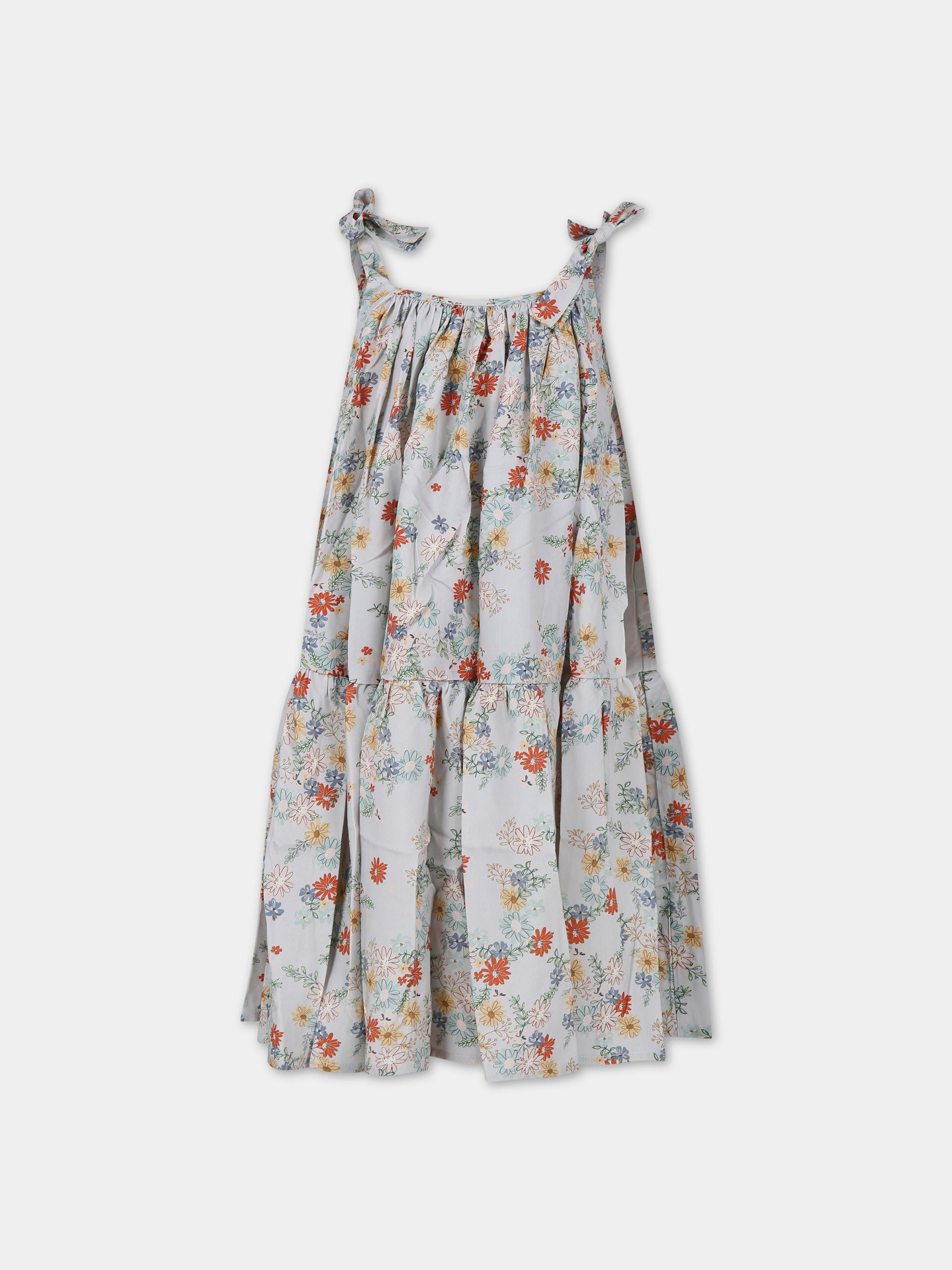 Vestito celeste per bambina con stampa fiori,Coco Au Lait,16COCO S103