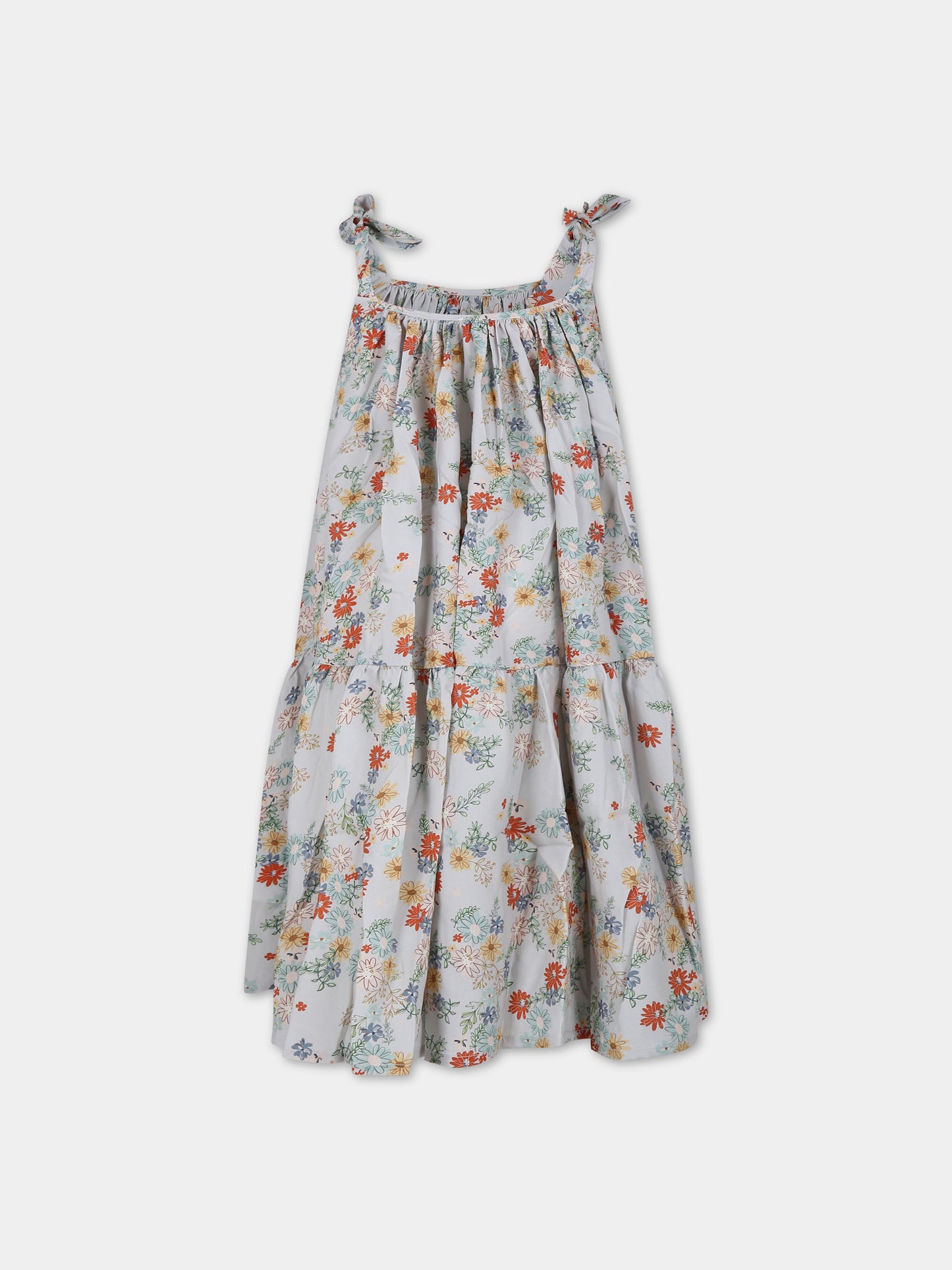 Vestito celeste per bambina con stampa fiori,Coco Au Lait,16COCO S103