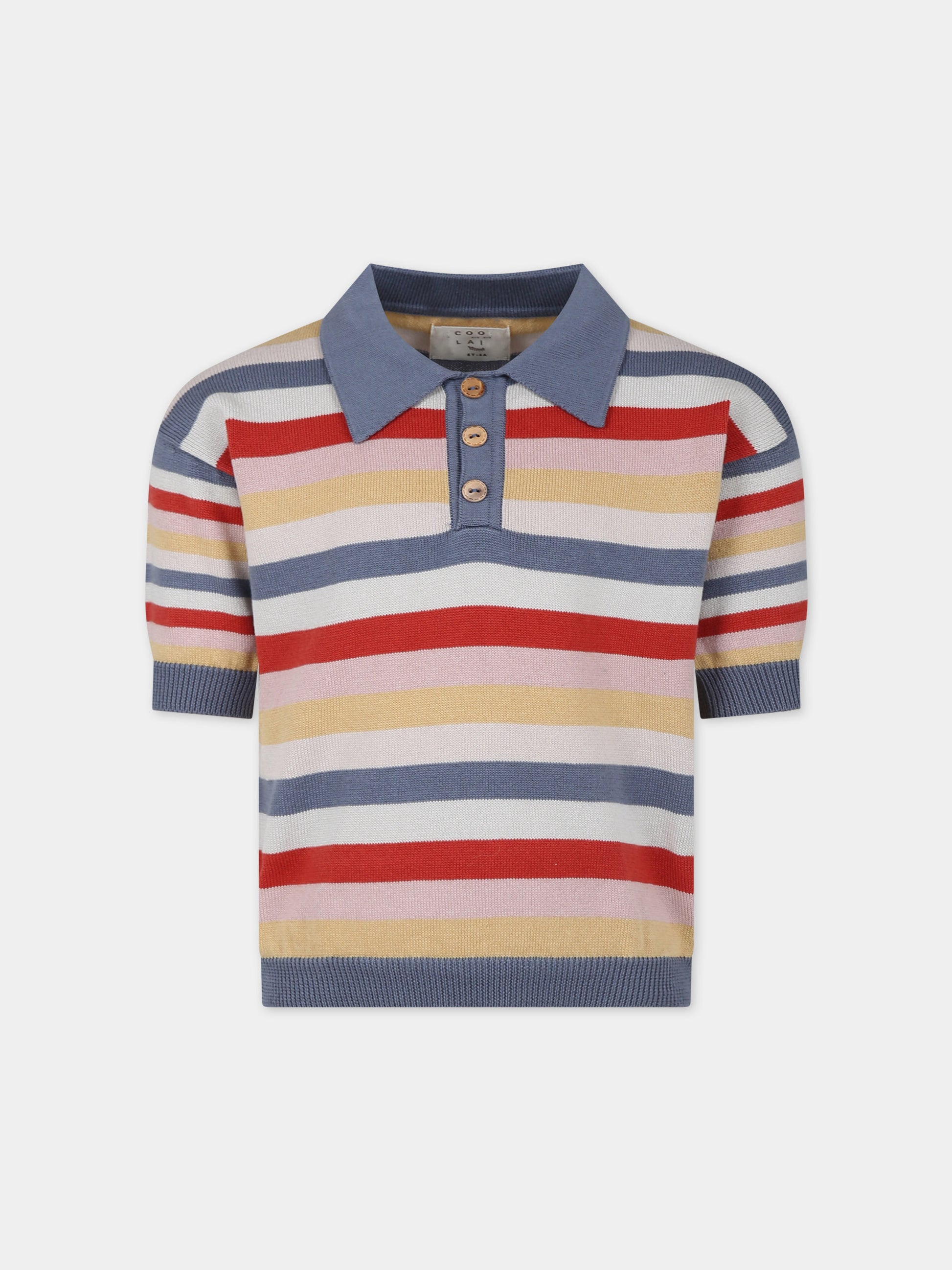 Polo multicolor per bambini con motivo a righe,Coco Au Lait,16COCO S118