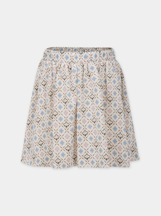 Gonna bianca per bambina con stampa floreale,Simonetta,ST7A61 V0107 101CE