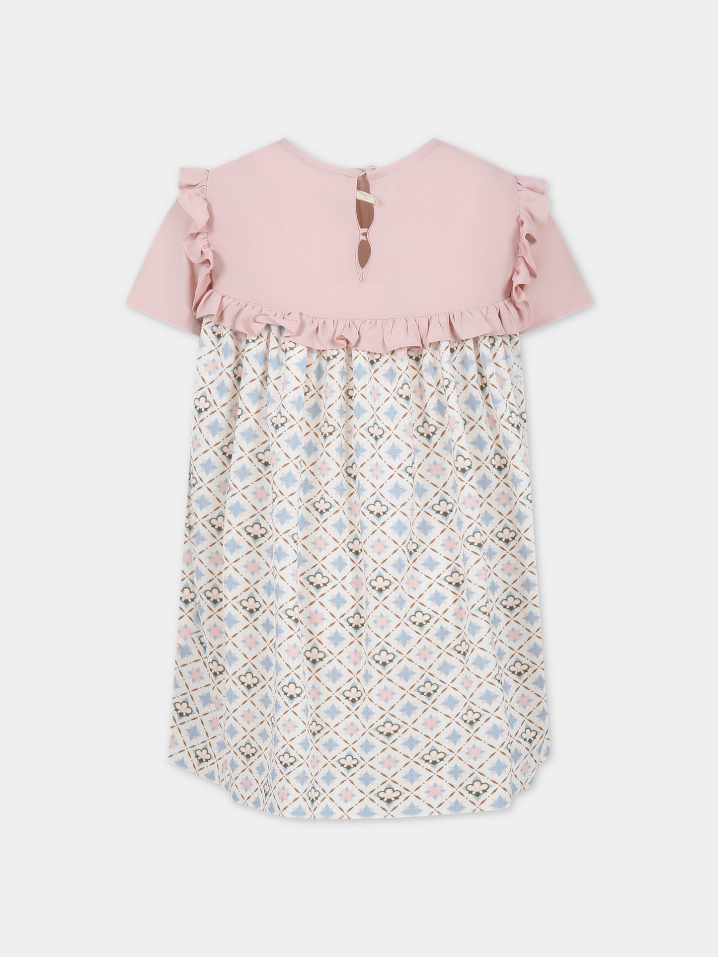 Vestito bianco per bambina con stampa floreale,Simonetta,ST1B81 V0107 101CE